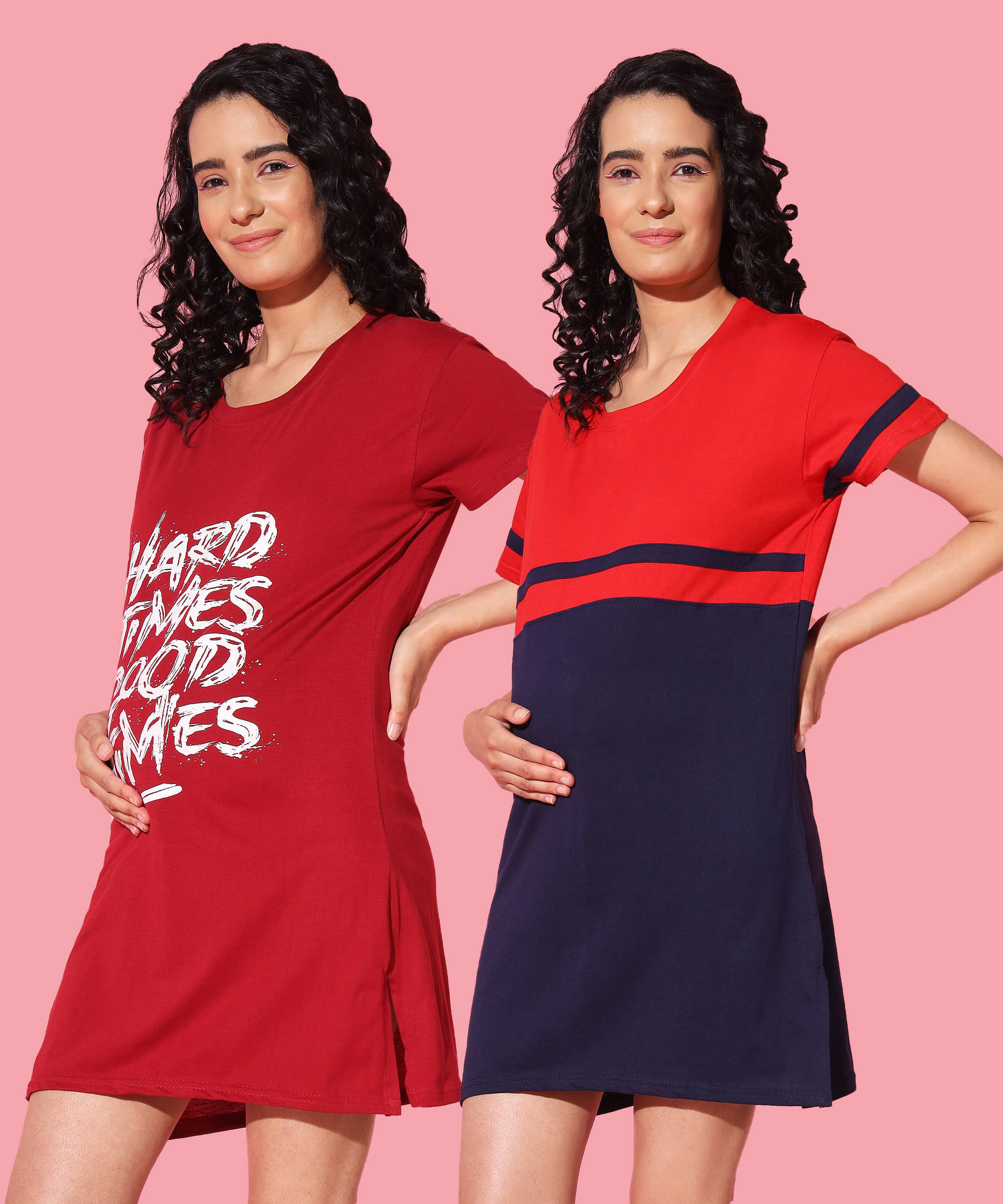 GRAND MALBORK Multicolor Cotton Women's Maternity Dress ( Pack of 2 ) GRAND MALBORK Multicolor Cotton Women's Maternity Dress ( Pack of 2 )