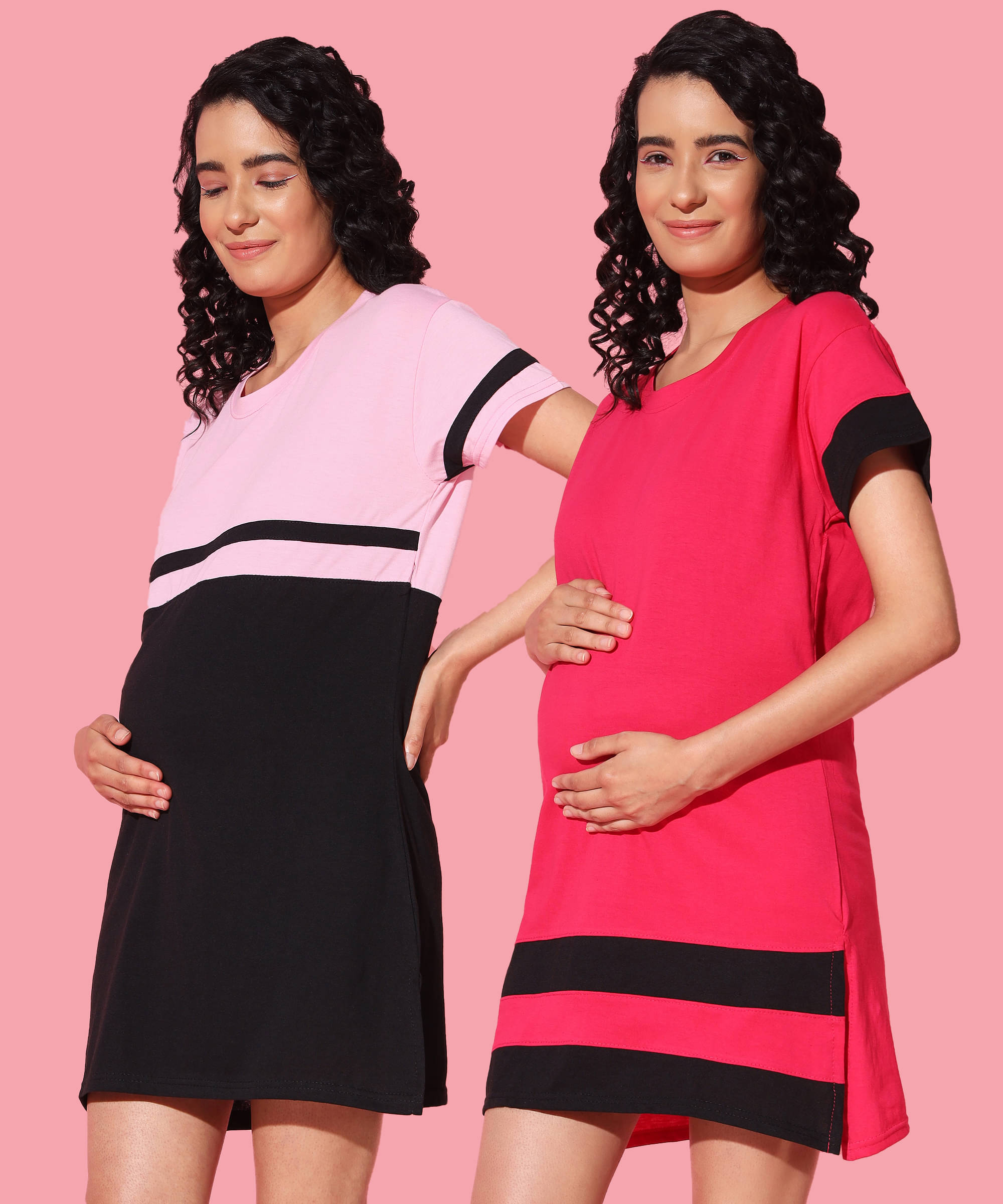 GRAND MALBORK Multicolor Cotton Women's Maternity Dress ( Pack of 2 ) GRAND MALBORK Multicolor Cotton Women's Maternity Dress ( Pack of 2 )