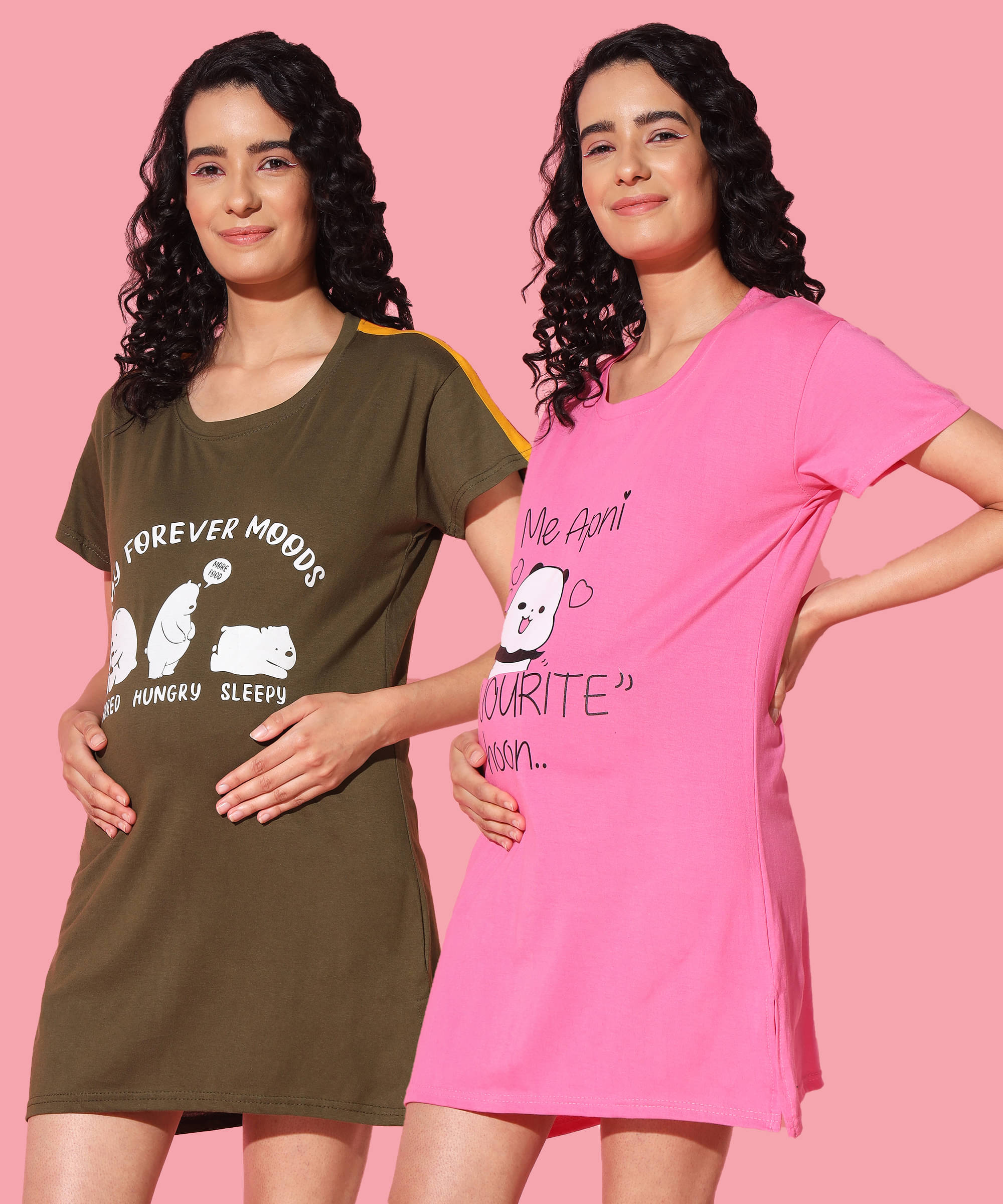 GRAND MALBORK Multicolor Cotton Women's Maternity Dress ( Pack of 2 ) GRAND MALBORK Multicolor Cotton Women's Maternity Dress ( Pack of 2 )