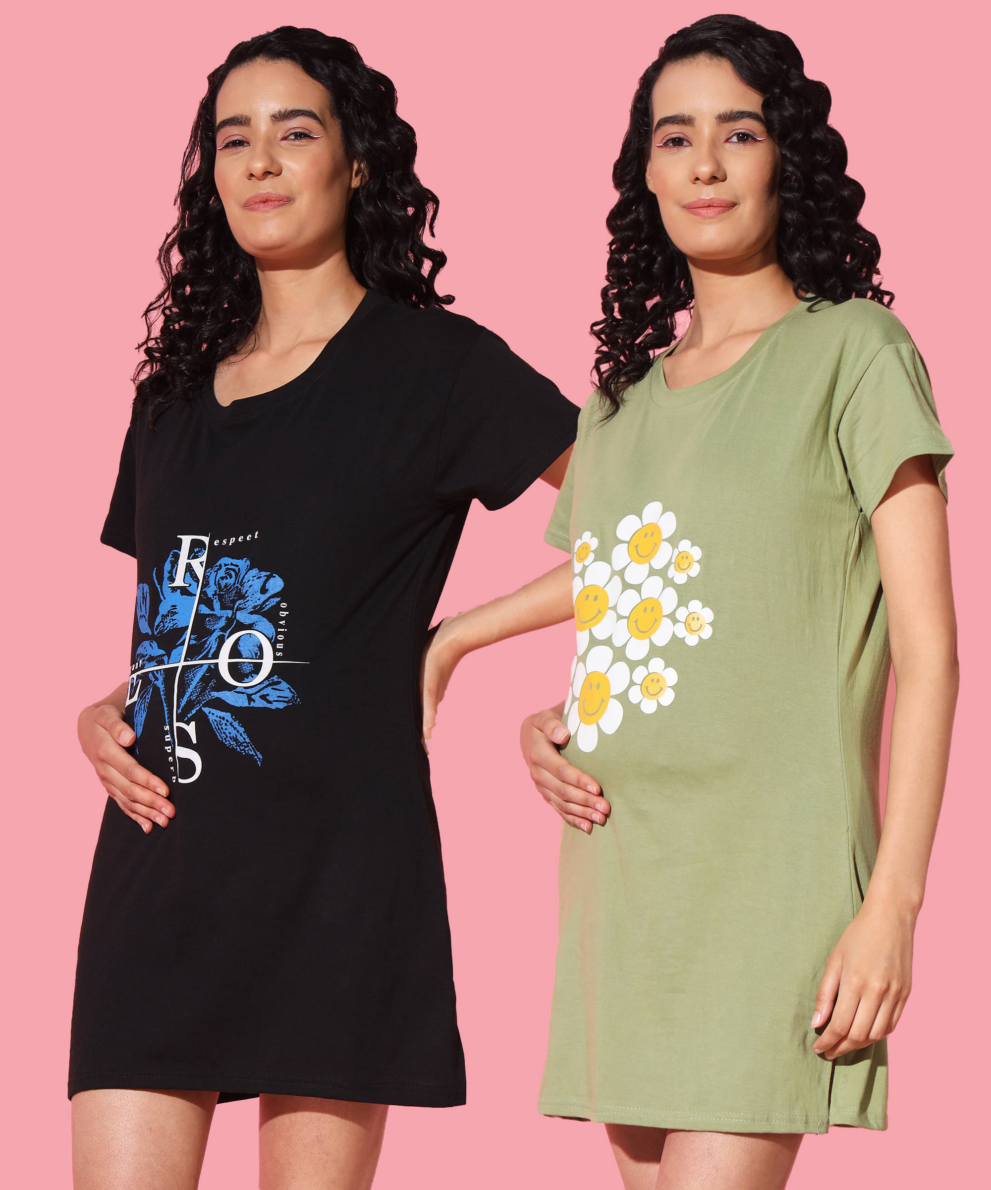 GRAND MALBORK Multicolor Cotton Women's Maternity Dress ( Pack of 2 ) GRAND MALBORK Multicolor Cotton Women's Maternity Dress ( Pack of 2 )