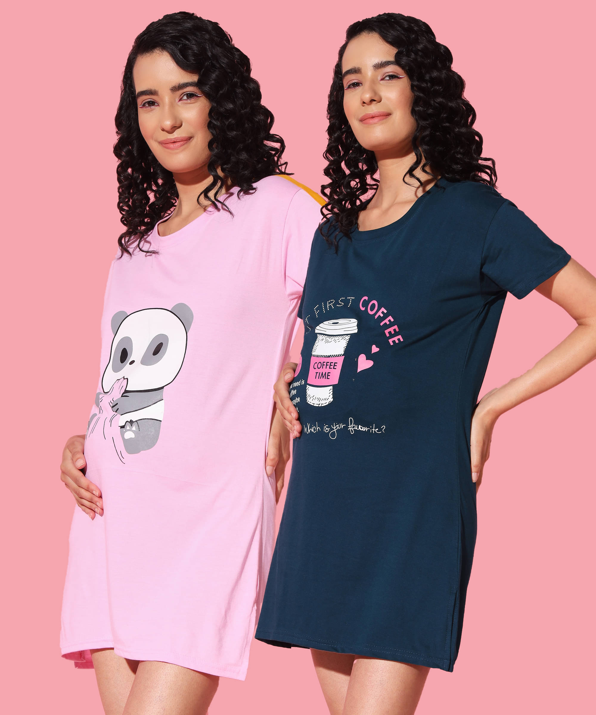     			GRAND MALBORK Multicolor Cotton Women's Maternity Dress ( Pack of 2 )