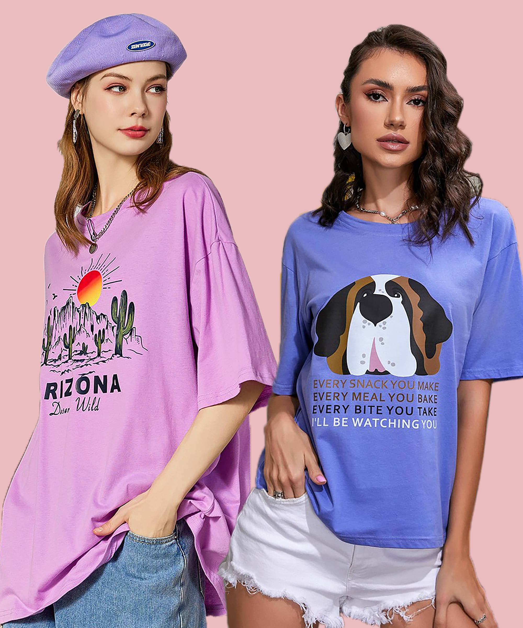     			GRAND MALBORK Women Cotton Printed Oversized Fit Round Neck T-Shirt ( Multicolor )