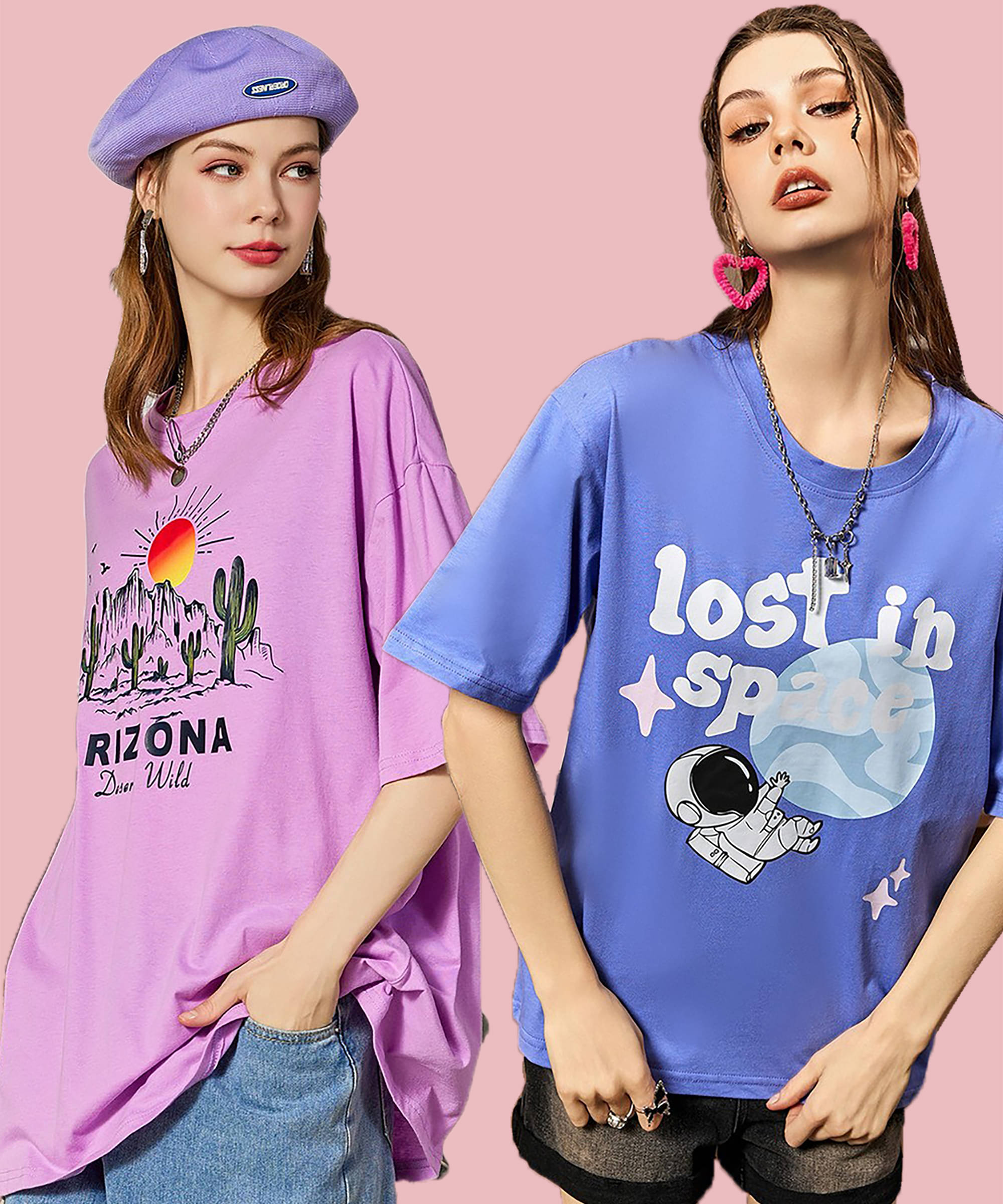 GRAND MALBORK Women Cotton Printed Oversized Fit Round Neck T-Shirt ( Multicolor ) GRAND MALBORK Women Cotton Printed Oversized Fit Round Neck T-Shirt ( Multicolor )