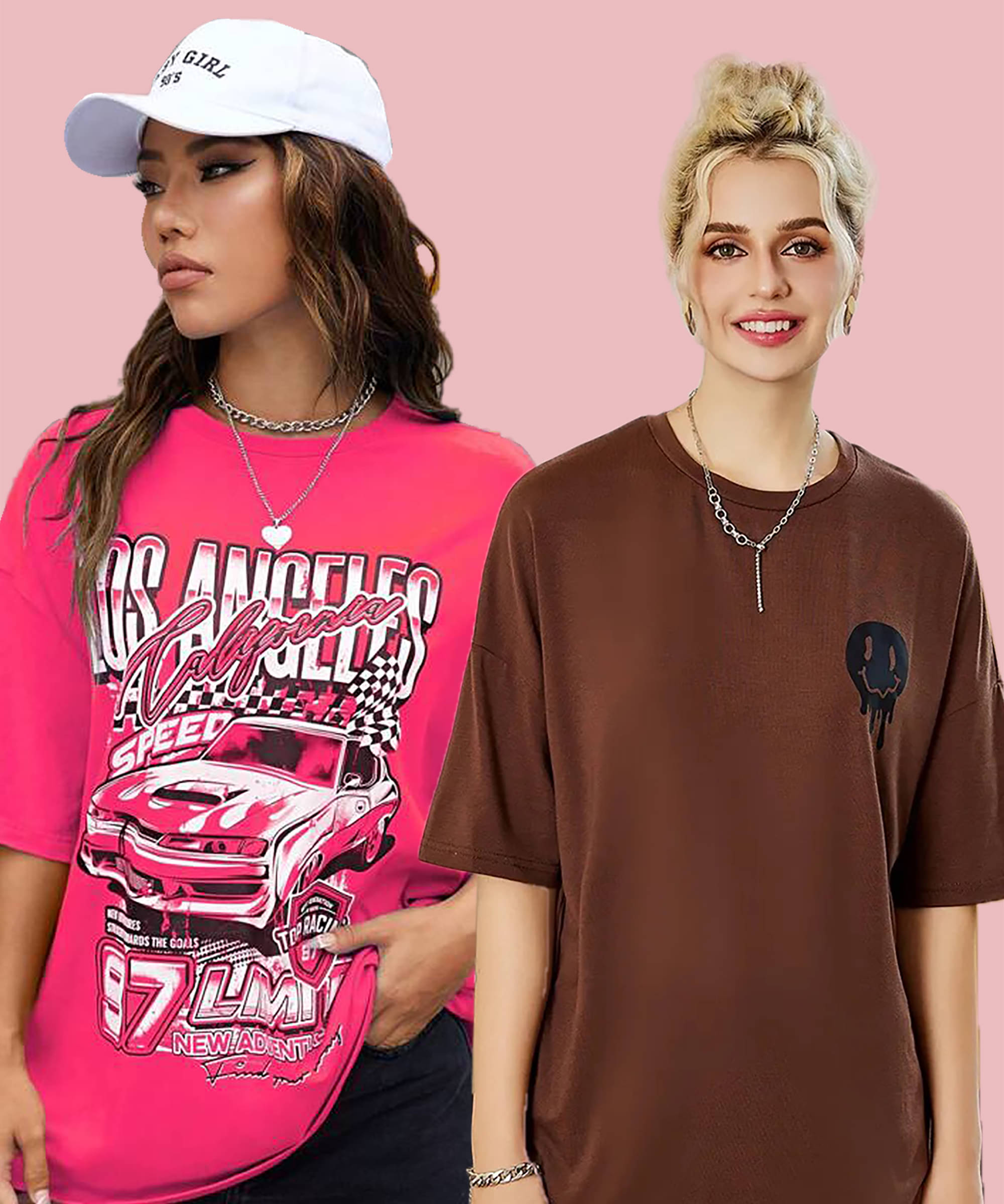     			GRAND MALBORK Women Cotton Printed Oversized Fit Round Neck T-Shirt ( Multicolor )