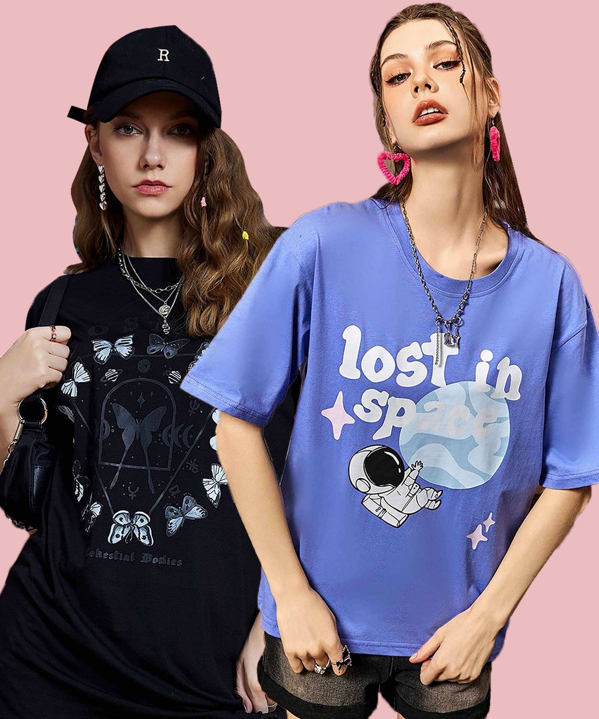 GRAND MALBORK Women Cotton Printed Oversized Fit Round Neck T-Shirt ( Multicolor )     			GRAND MALBORK Women Cotton Printed Oversized Fit Round Neck T-Shirt ( Multicolor )