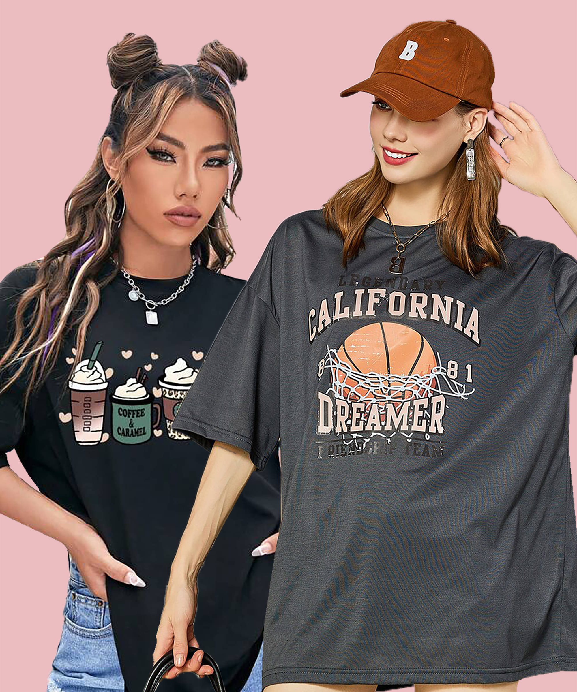     			GRAND MALBORK Women Cotton Printed Oversized Fit Round Neck T-Shirt ( Multicolor )