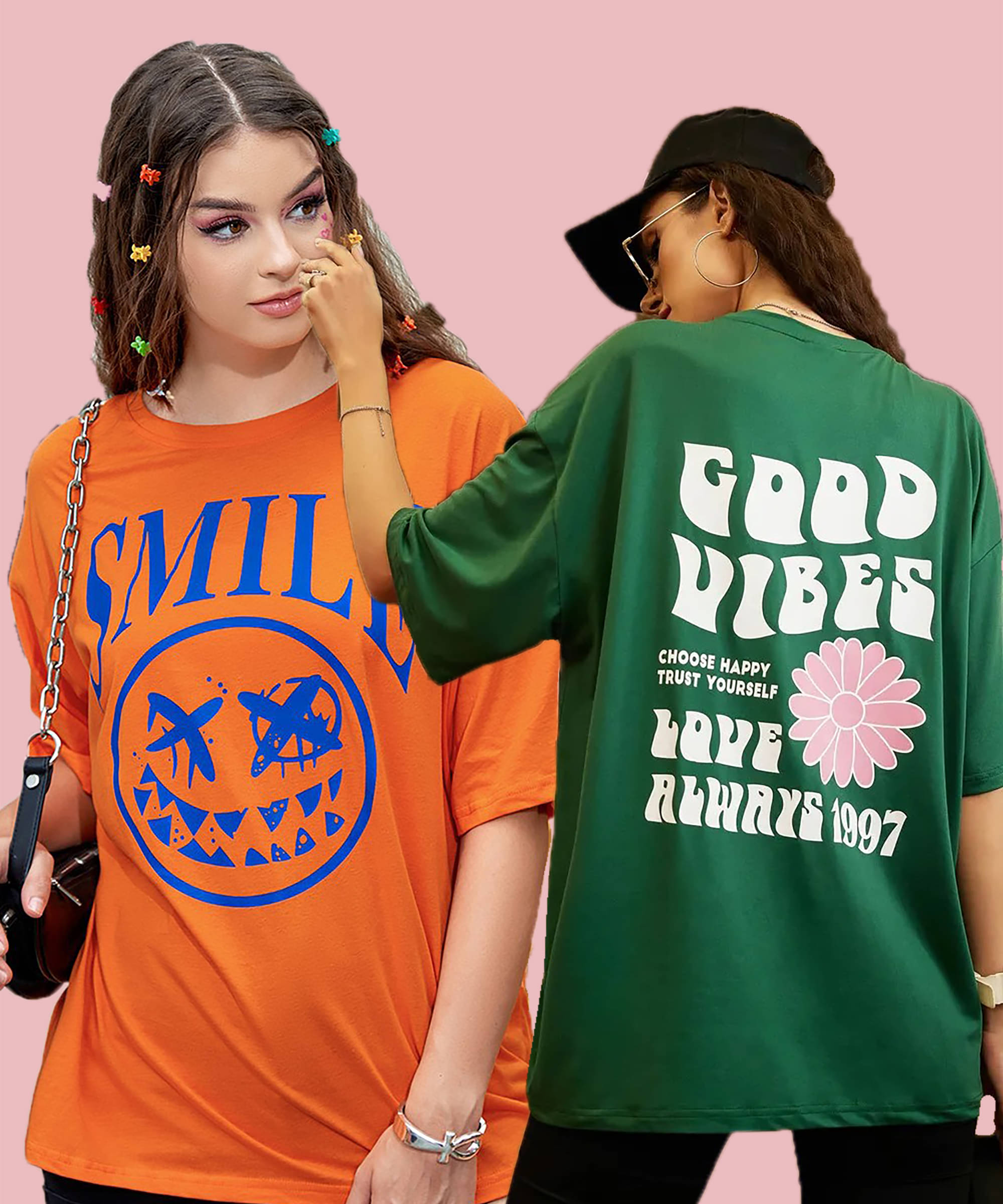     			GRAND MALBORK Women Cotton Printed Oversized Fit Round Neck T-Shirt ( Multicolor )