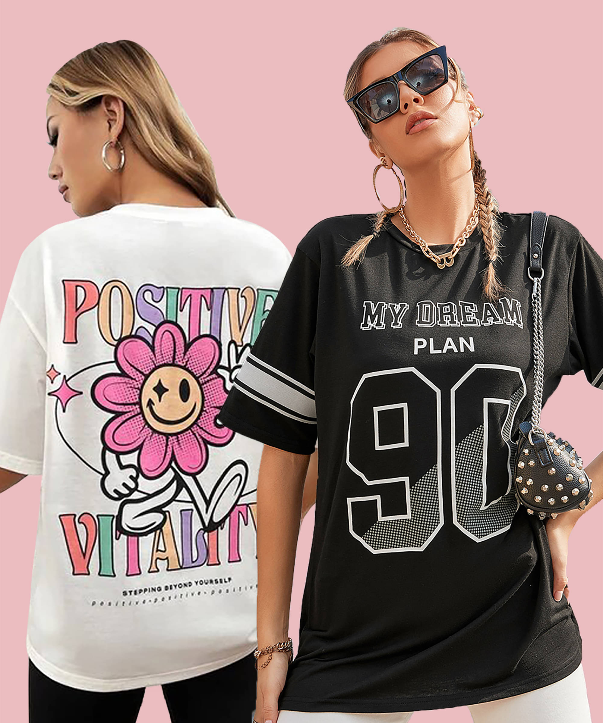     			GRAND MALBORK Women Cotton Printed Oversized Fit Round Neck T-Shirt ( Multicolor )