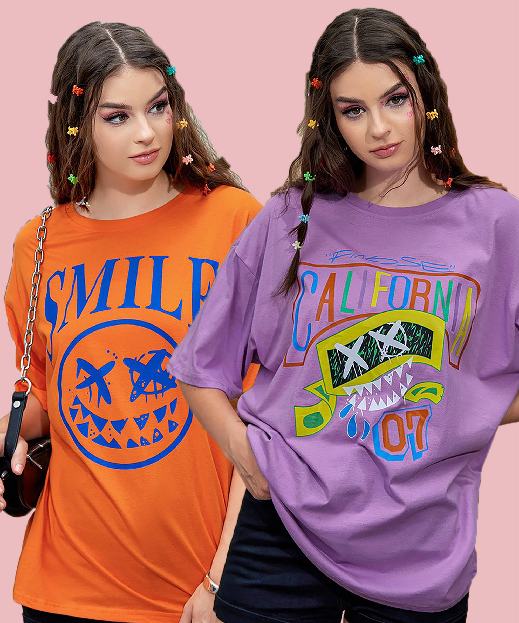 GRAND MALBORK Women Cotton Printed Oversized Fit Round Neck T-Shirt ( Multicolor ) GRAND MALBORK Women Cotton Printed Oversized Fit Round Neck T-Shirt ( Multicolor )