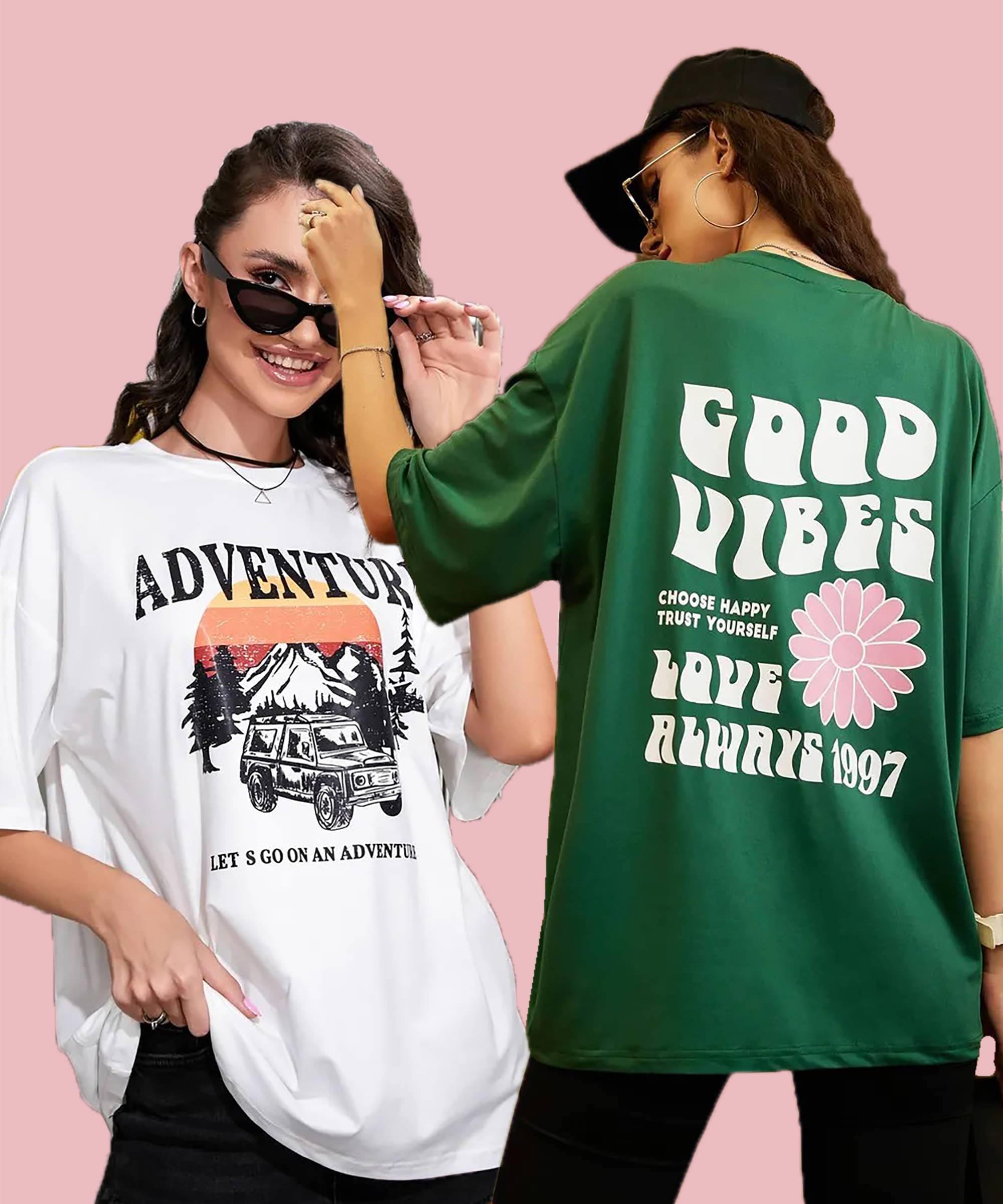     			GRAND MALBORK Women Cotton Printed Oversized Fit Round Neck T-Shirt ( Multicolor )