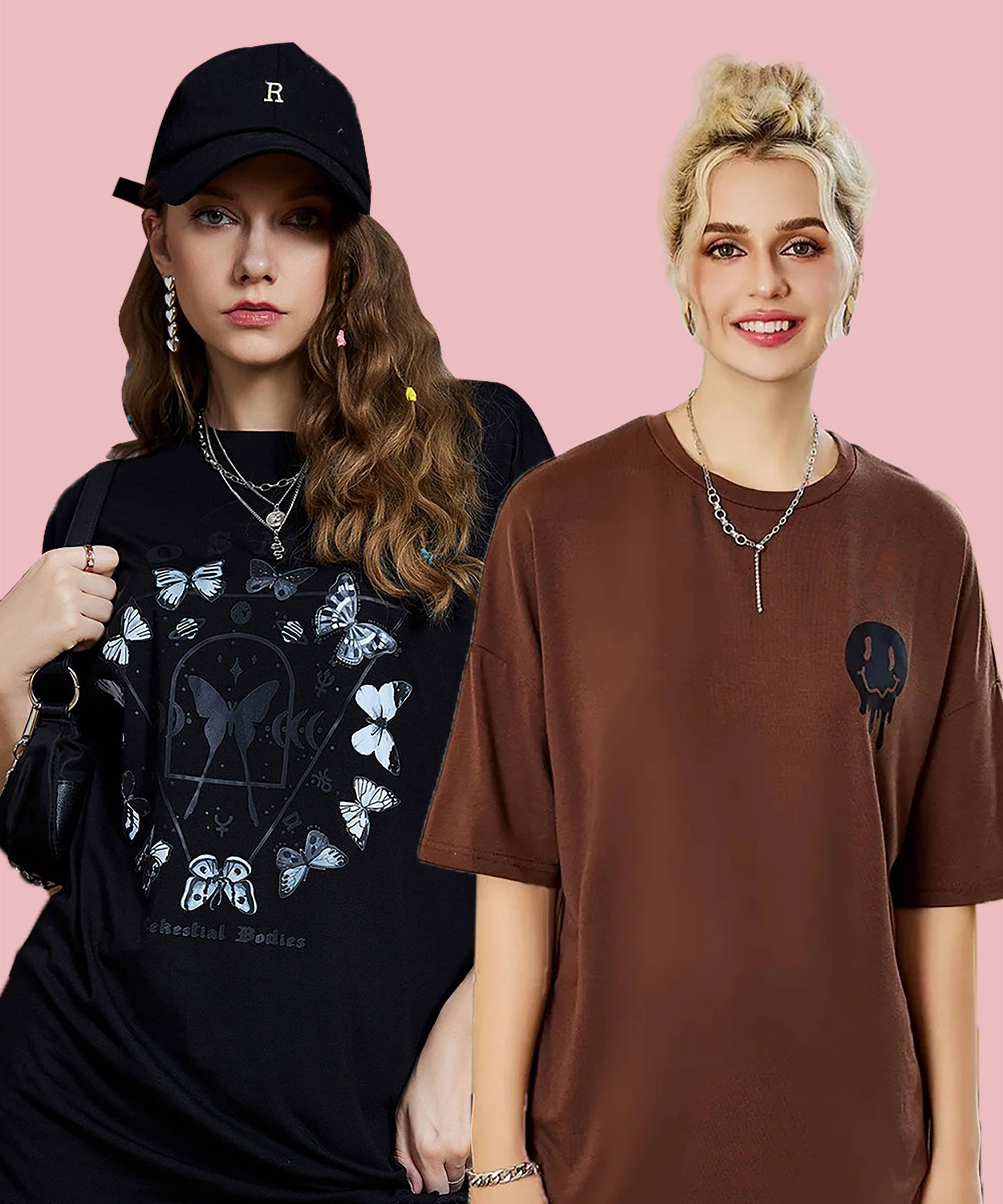 GRAND MALBORK Women Cotton Printed Oversized Fit Round Neck T-Shirt ( Multicolor )     			GRAND MALBORK Women Cotton Printed Oversized Fit Round Neck T-Shirt ( Multicolor )