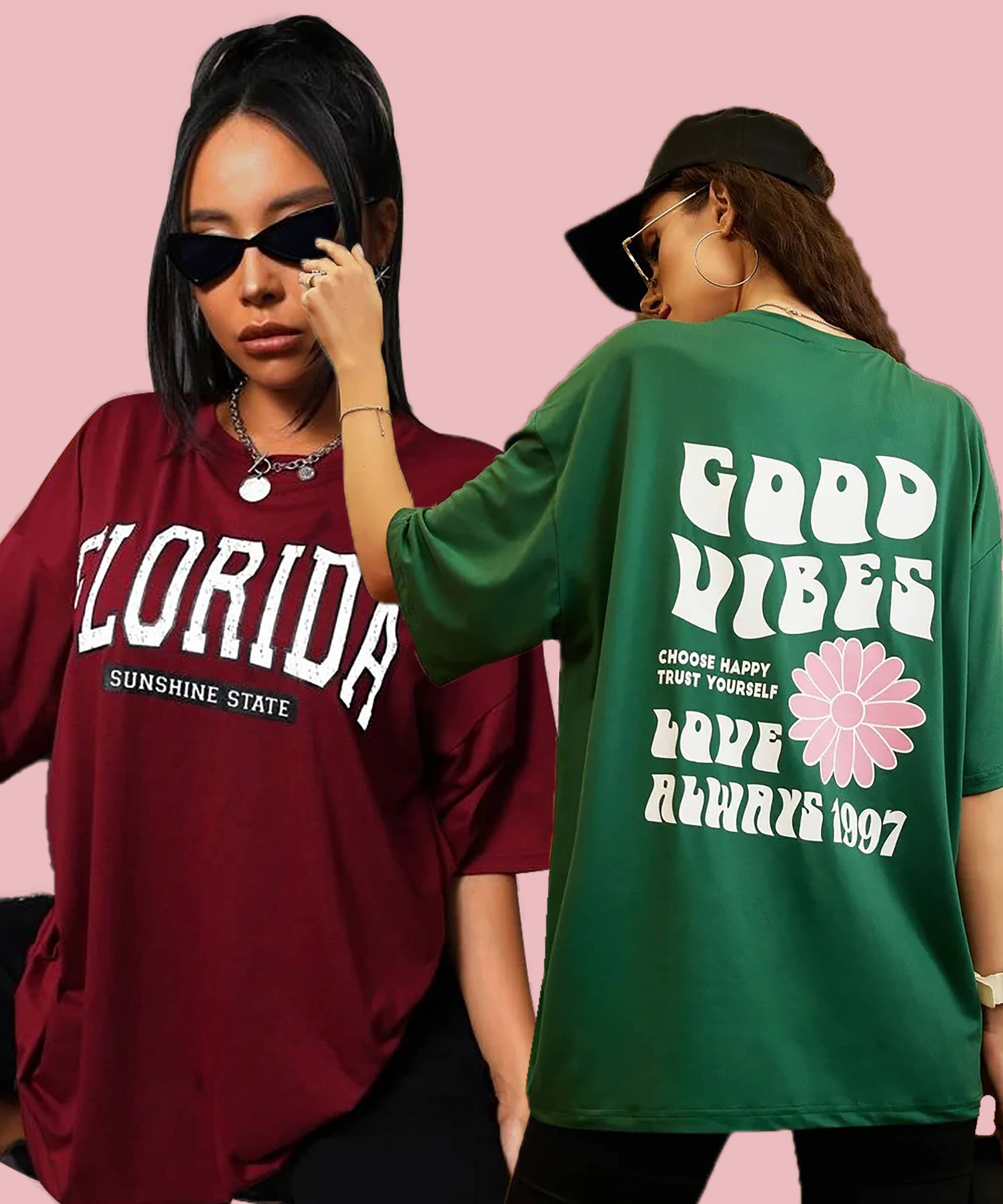     			GRAND MALBORK Women Cotton Printed Oversized Fit Round Neck T-Shirt ( Multicolor )