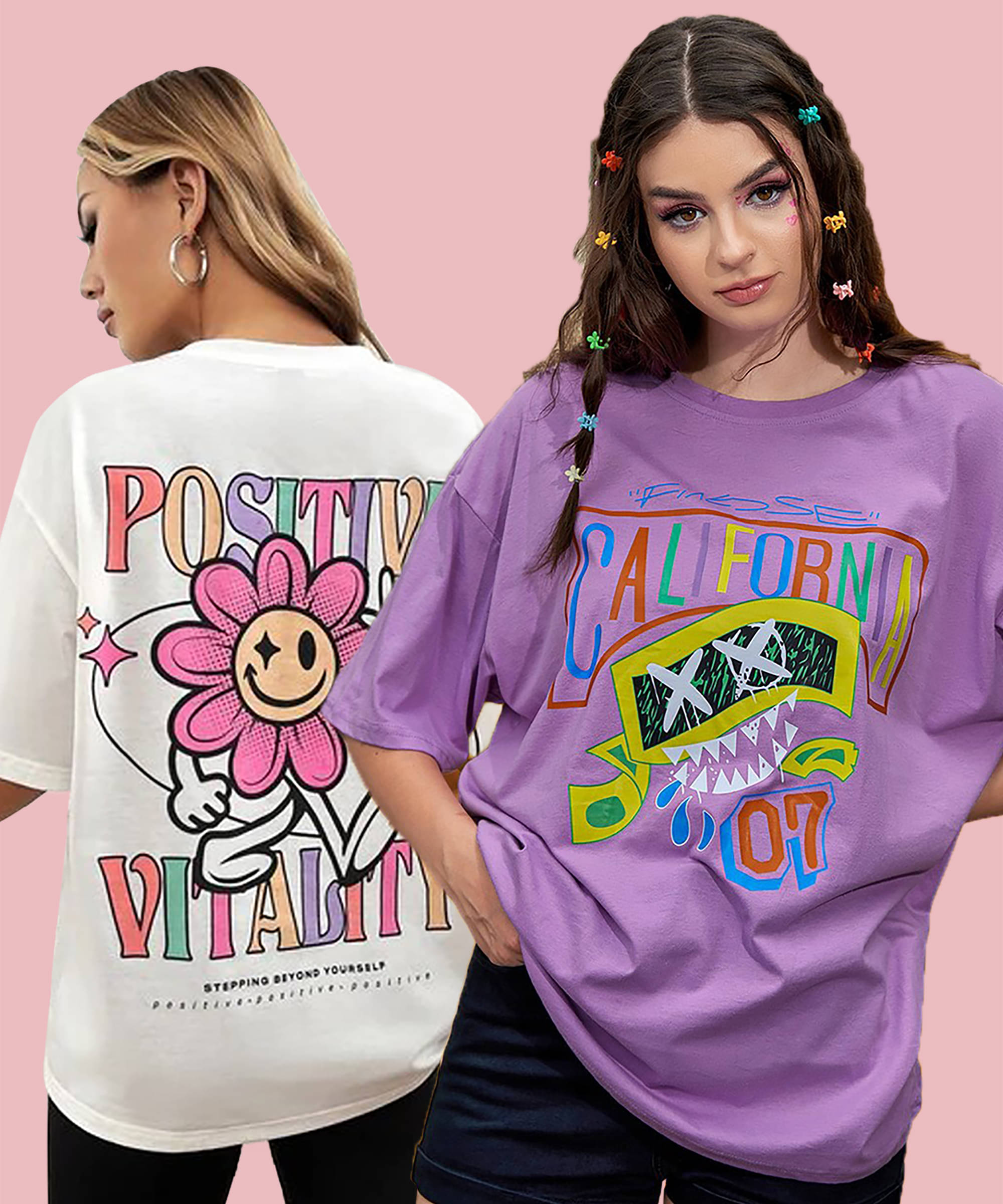 GRAND MALBORK Women Cotton Printed Oversized Fit Round Neck T-Shirt ( Multicolor )     			GRAND MALBORK Women Cotton Printed Oversized Fit Round Neck T-Shirt ( Multicolor )