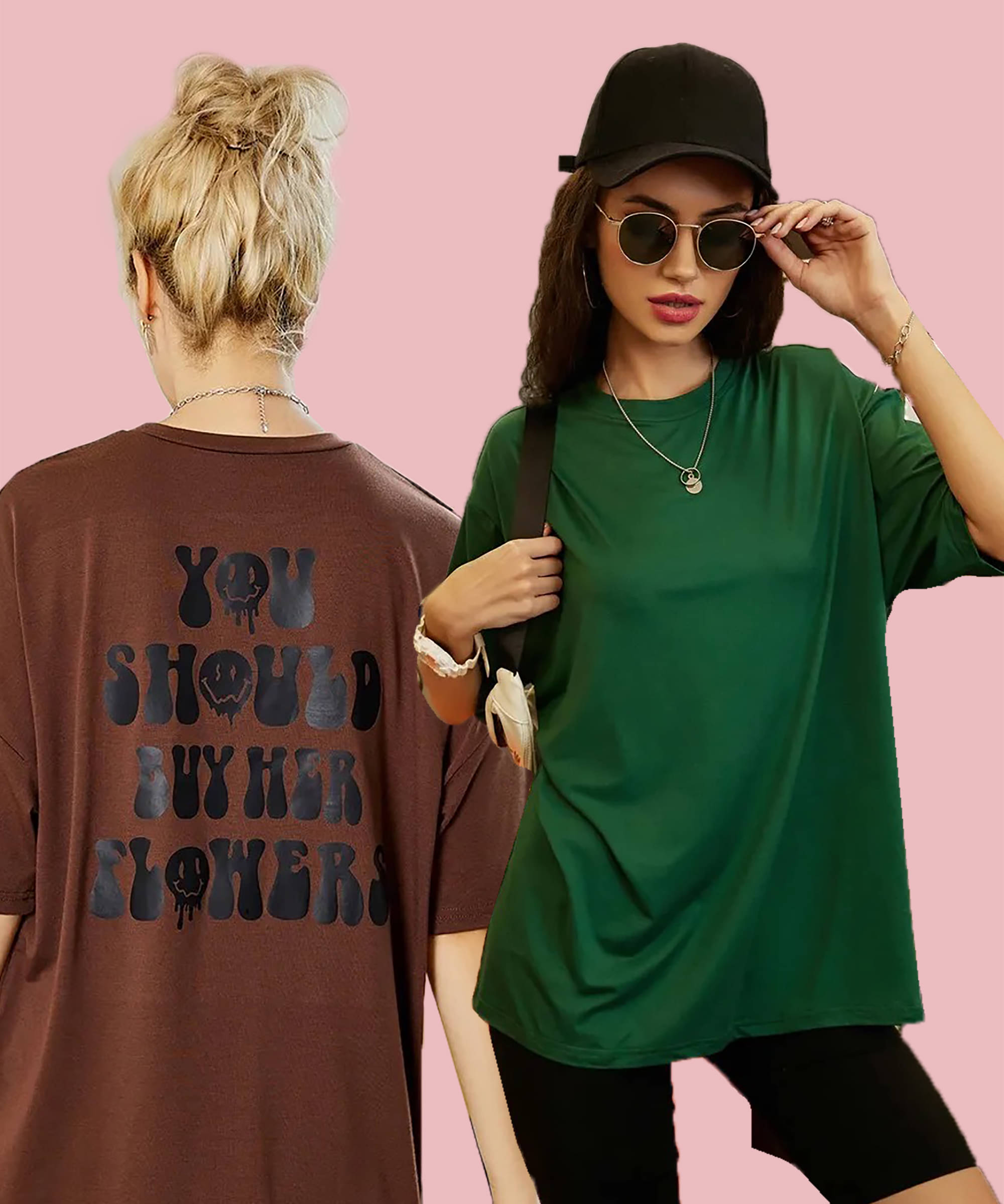 GRAND MALBORK Women Cotton Printed Oversized Fit Round Neck T-Shirt ( Multicolor )     			GRAND MALBORK Women Cotton Printed Oversized Fit Round Neck T-Shirt ( Multicolor )