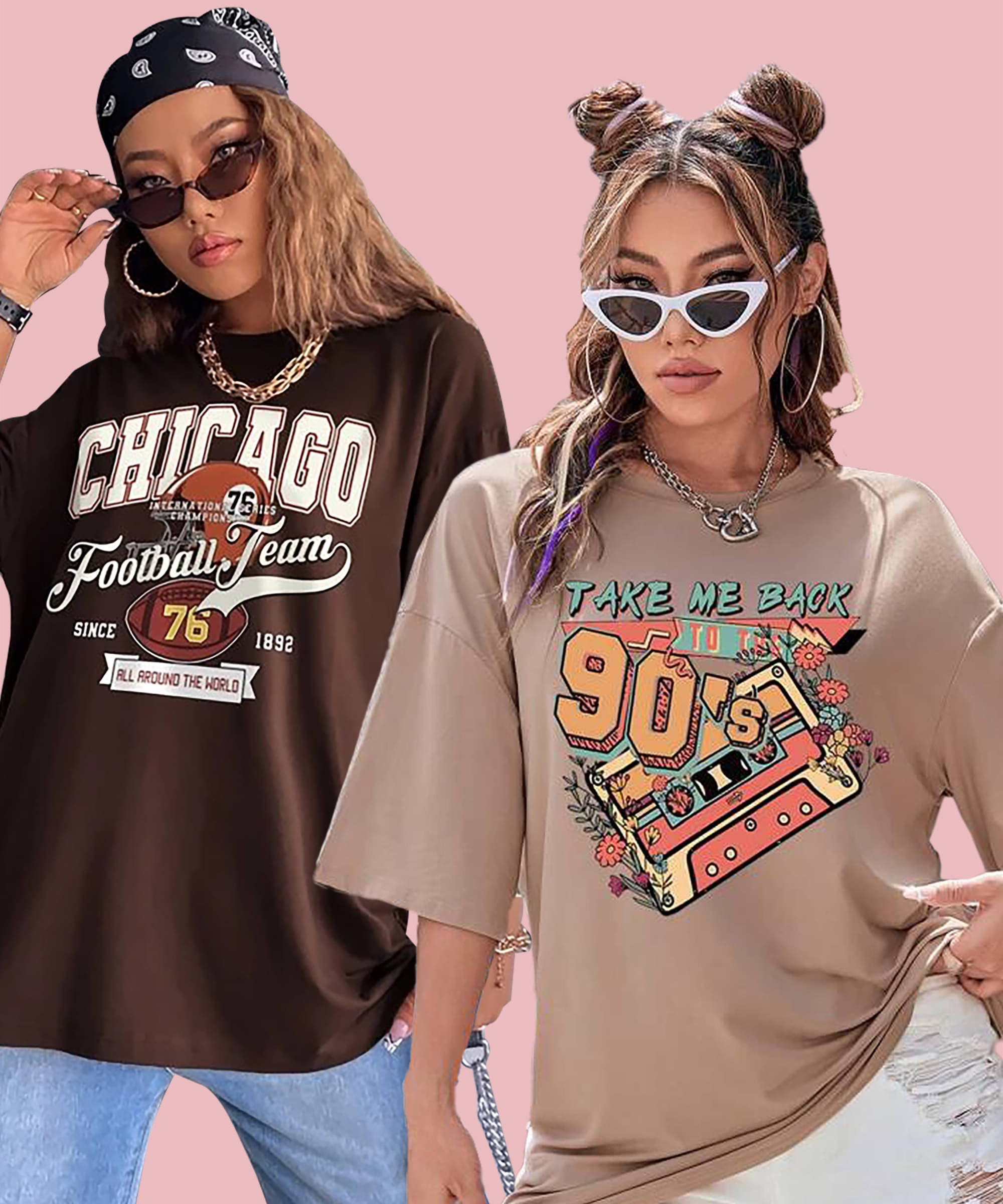     			GRAND MALBORK Women Cotton Printed Oversized Fit Round Neck T-Shirt ( Multicolor )