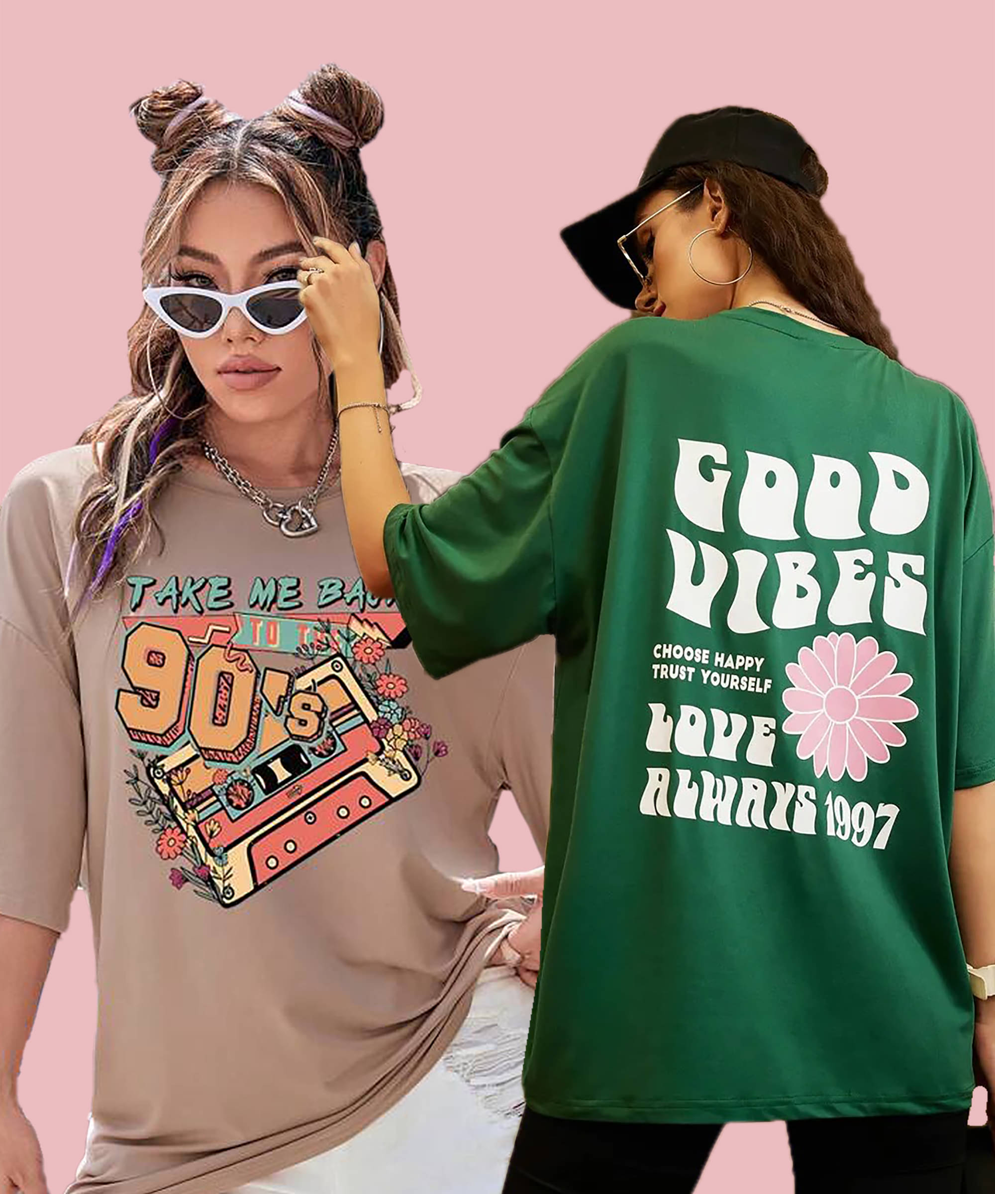 GRAND MALBORK Women Cotton Printed Oversized Fit Round Neck T-Shirt ( Multicolor )     			GRAND MALBORK Women Cotton Printed Oversized Fit Round Neck T-Shirt ( Multicolor )