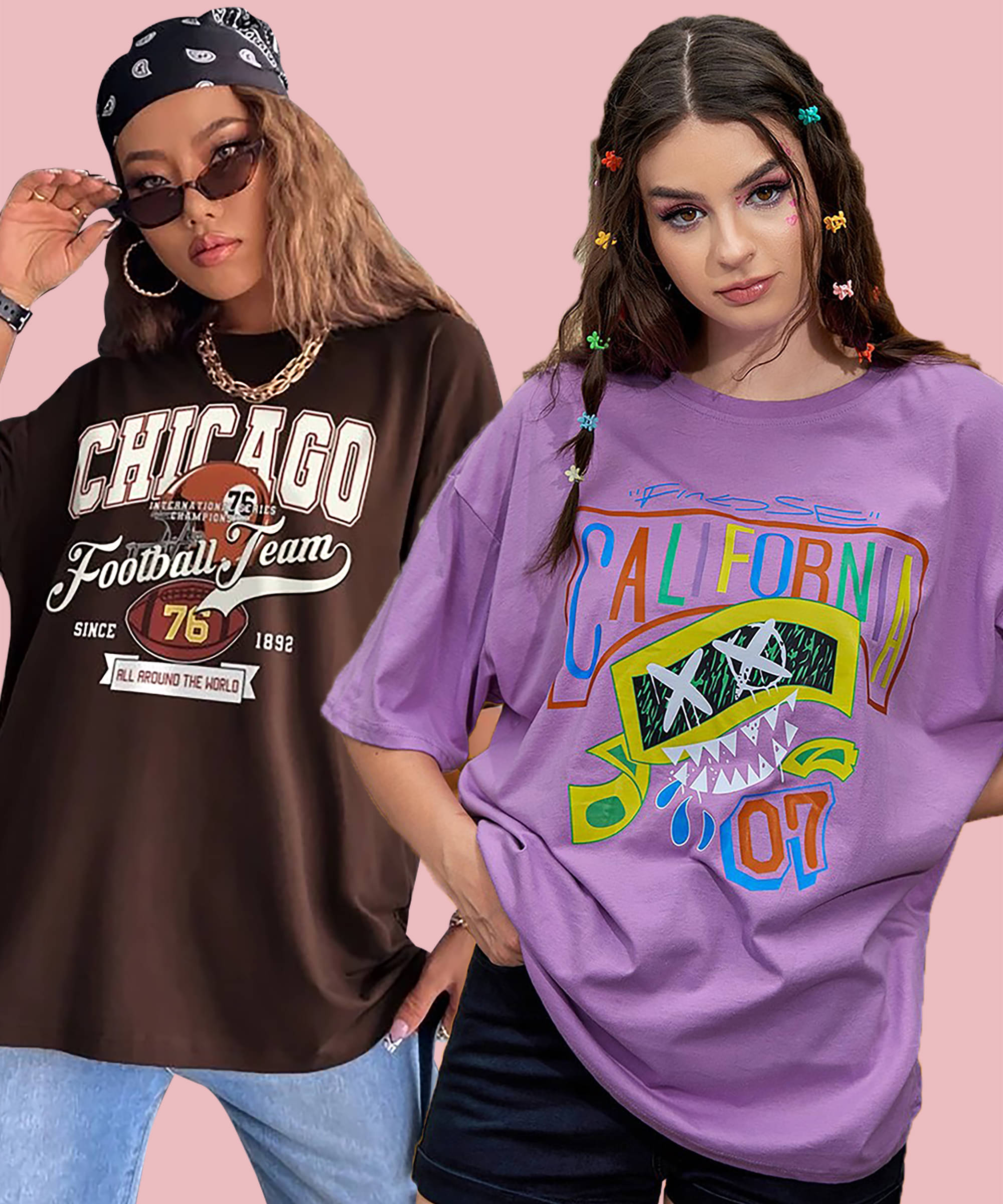     			GRAND MALBORK Women Cotton Printed Oversized Fit Round Neck T-Shirt ( Multicolor )