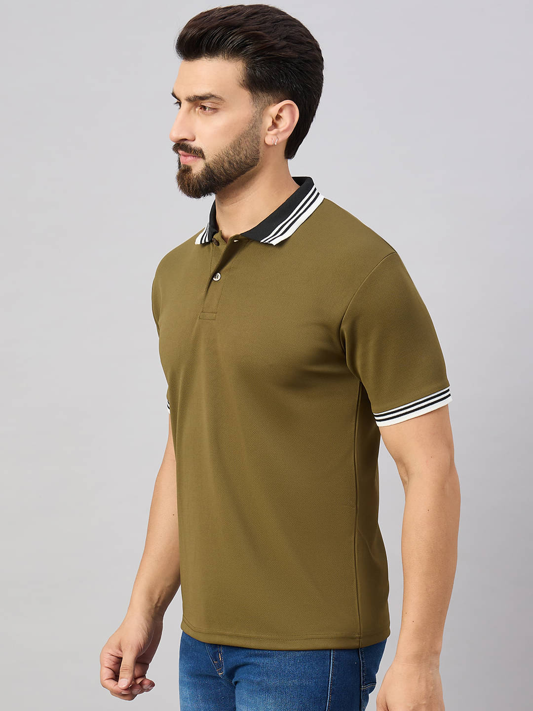 Hushbucks Men Cotton Blend Regular Fit Solid Polo T Shirt ( Olive ) Hushbucks Men Cotton Blend Regular Fit Solid Polo T Shirt ( Olive )