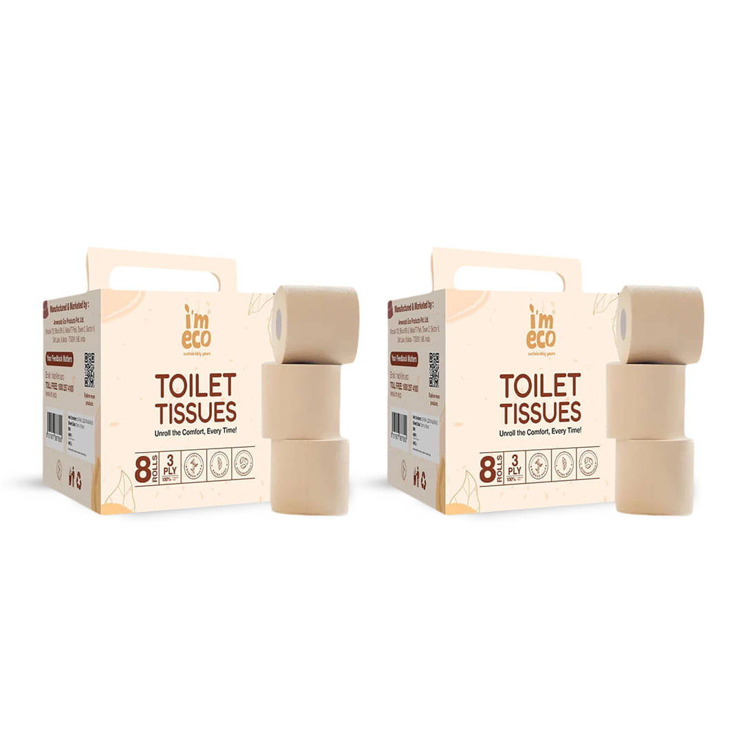     			IMECO Soft Bamboo Toilet Paper Rolls | Unbleached & Eco-Friendly | 3 Ply | 100% Natural, Soft & Highly Absorbent Bathroom Tissue Rolls | Durable & Sustainable | 8 Rolls x Pack of 2 | 220 Pulls Each | 3520 Sheets