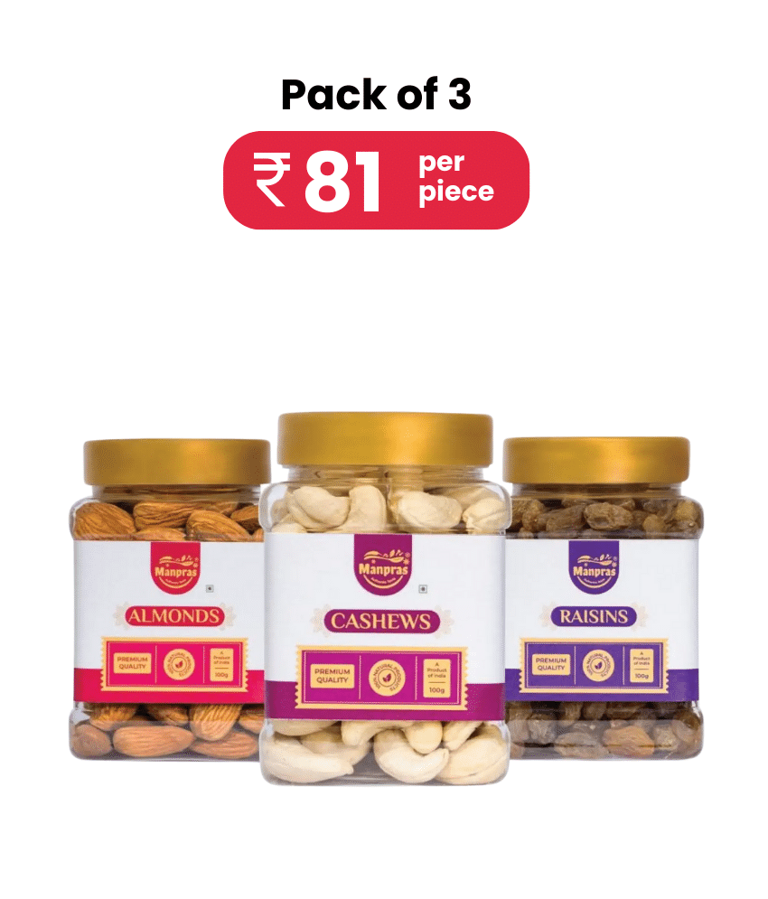     			MANPRAS COMBO CASHEW-ALMOND-RAISIN-100G EACH [PACK OF 3]