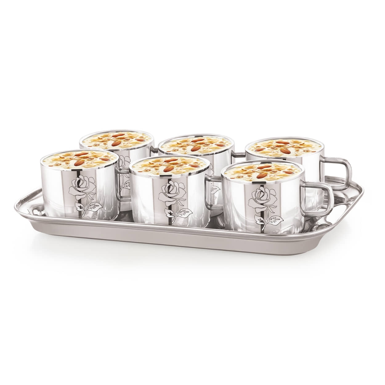 NSVL Solid Stainless Steel Tea Cup 75 ml ( Pack of 7 )