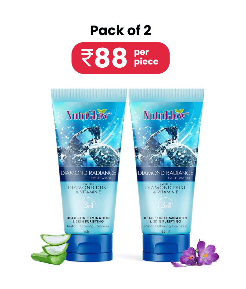 NutriGlow Diamond Radiance Face Wash For Brighter Skin Tone and Deep Pore Cleansing, Removes Blackheads, Whiteheads, 65ml each, Pack of 2
