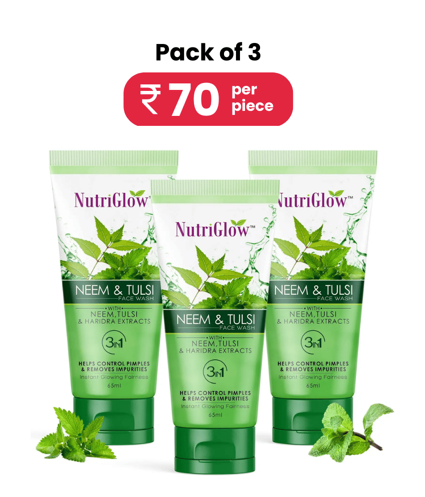 Nutriglow Neem & Tulsi Face Wash, 65 ml Each (Pack of 3)