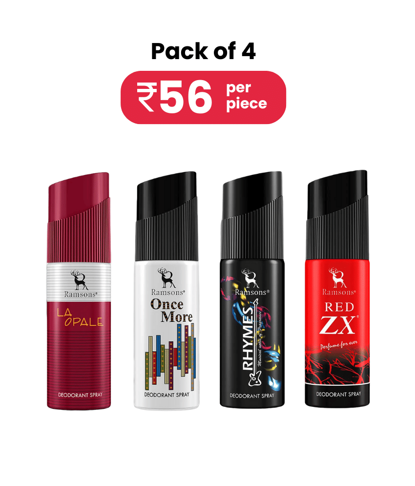 Ramsons Red Zx, La Opale, Once More & Rhymes Deodorant Combo 40ml (Pack of 4)