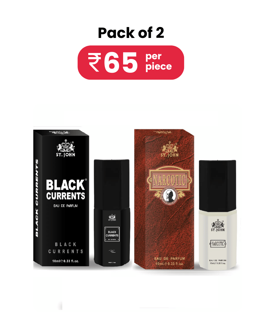 ST.JOHN Cobra Black Currents & Narcotic Pocket Perfume For Men 10ml Each (20ml) - Pack of 2