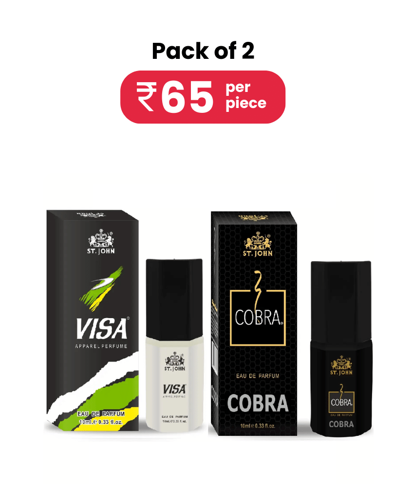 ST.JOHN Cobra Perfume & Visa Pocket Perfume For Men 10ml Each (20ml)- Pack of 2