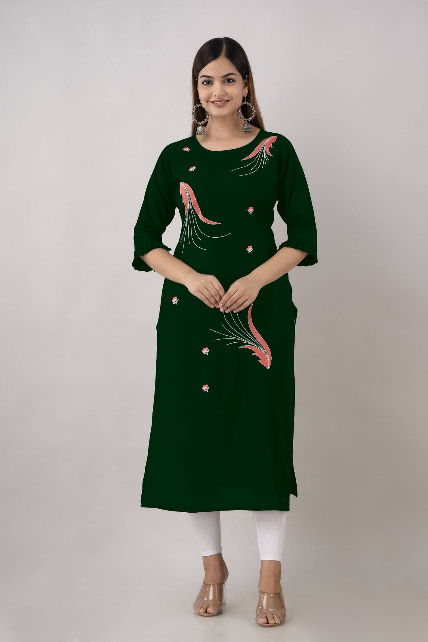 Udati Kaliya Women Rayon Embroidered Straight Kurti ( Dark Green ) Udati Kaliya Women Rayon Embroidered Straight Kurti ( Dark Green )
