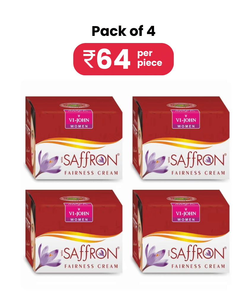 VI-JOHN Saffron Advance Skin Fairness & Brightening Enriched With Vitamin E 50g - Pack of 4 VI-JOHN Saffron Advance Skin Fairness & Brightening Enriched With Vitamin E 50g - Pack of 4