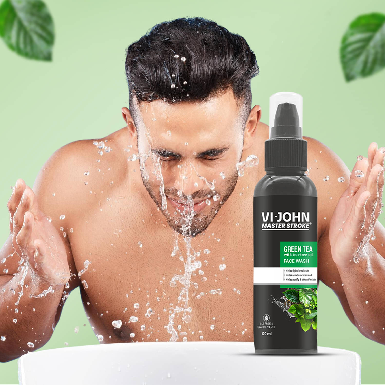 Vi-John Master Stroke Green Tea Face Wash Brightening Skin And Improving Texture For All Skin Type, 100ml (Pack of 1) Vi-John Master Stroke Green Tea Face Wash Brightening Skin And Improving Texture For All Skin Type, 100ml (Pack of 1)