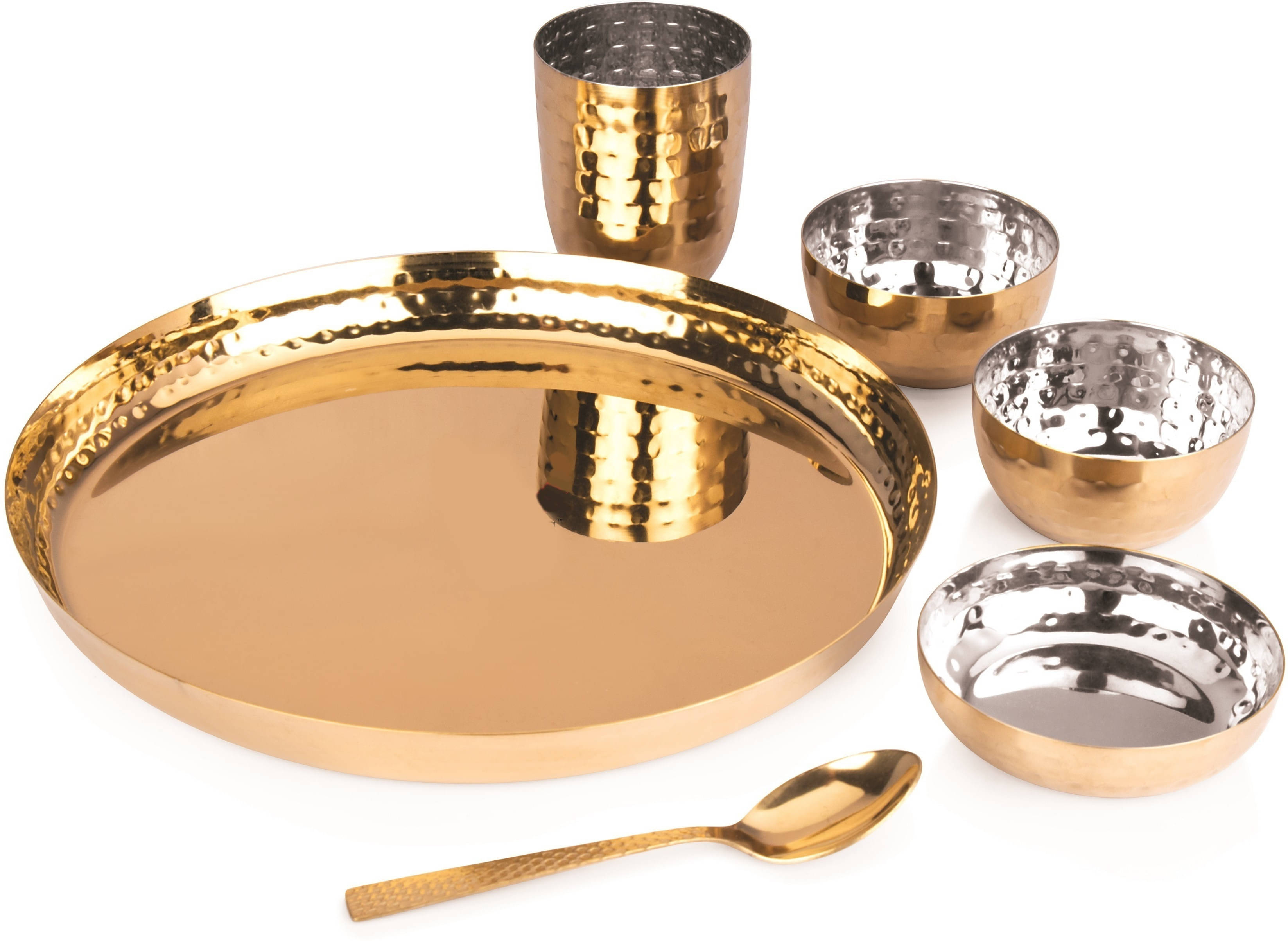     			YUIOP Plain Gold Plated Dinner Set ( Pack of 6 ) Gold