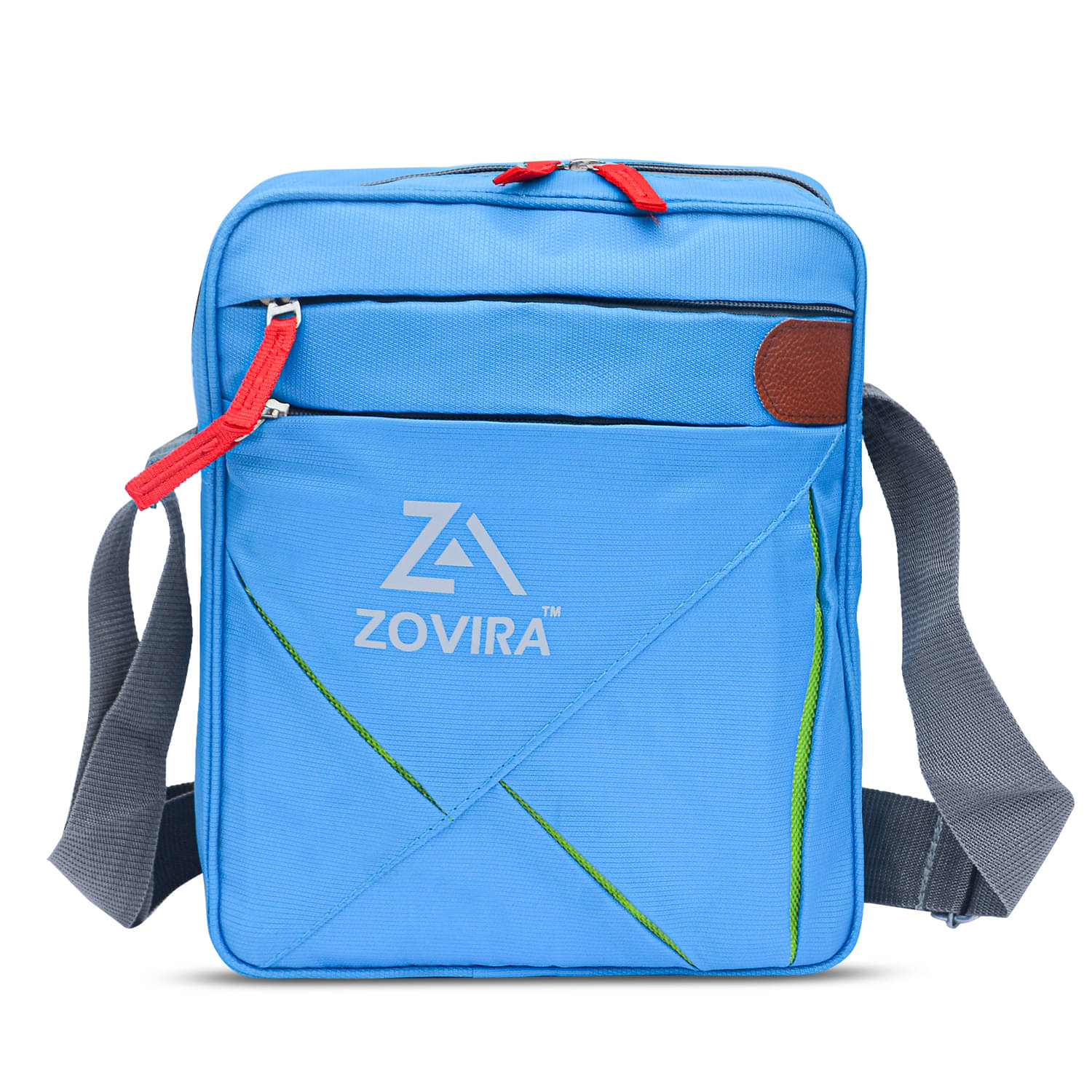     			Zovira Blue Printed Messenger Bag