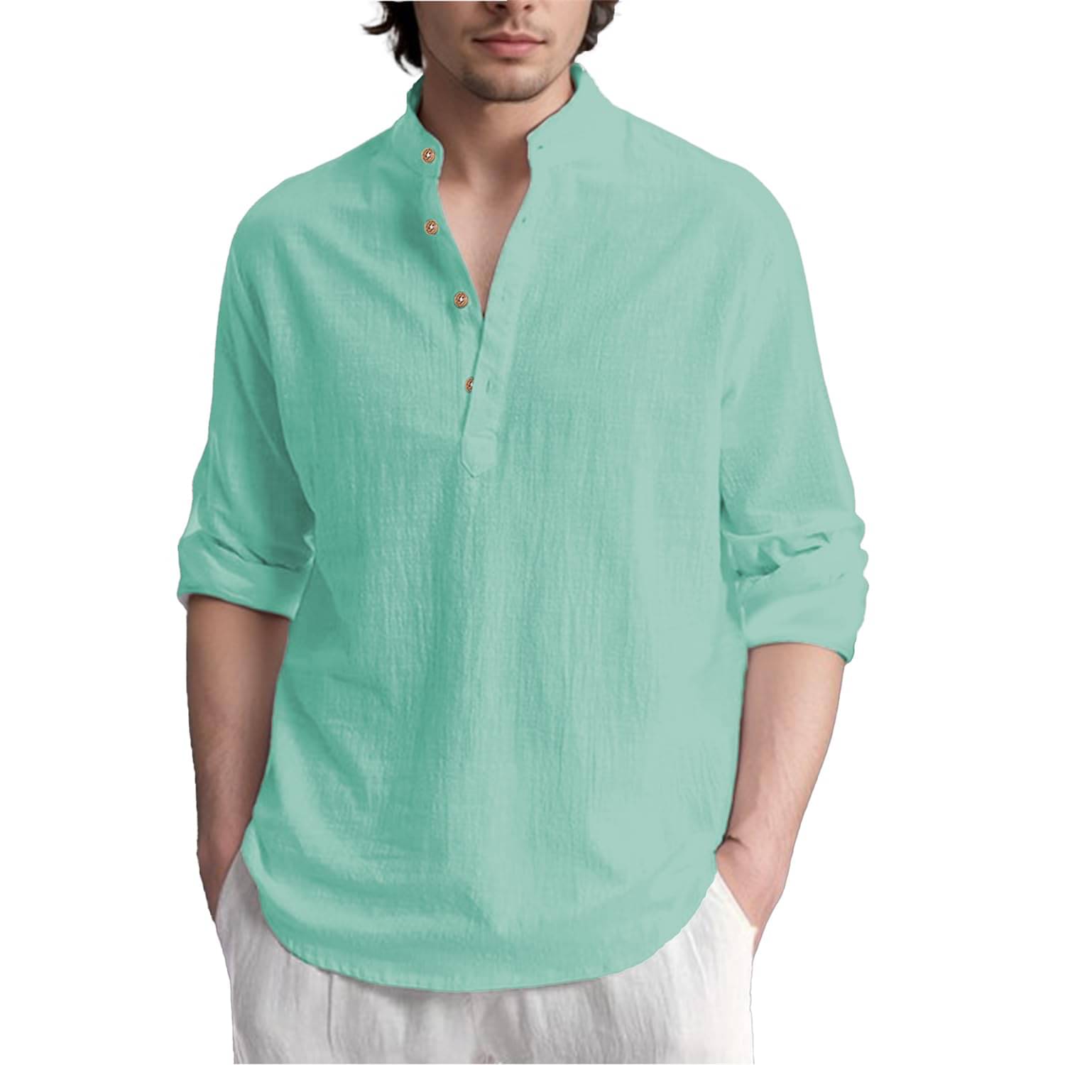 CROWNTAIL Light Blue Cotton Men's Shirt Style Kurta ( Pack of 1 ) CROWNTAIL Light Blue Cotton Men's Shirt Style Kurta ( Pack of 1 )