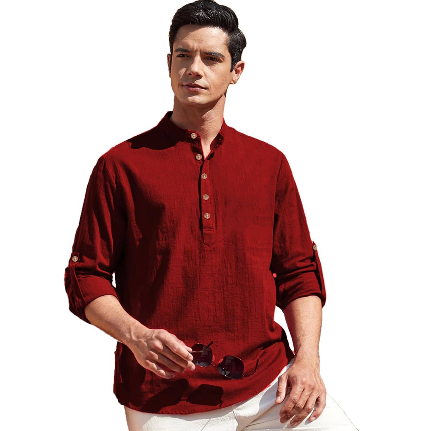 CROWNTAIL Maroon Cotton Men's Shirt Style Kurta ( Pack of 1 ) CROWNTAIL Maroon Cotton Men's Shirt Style Kurta ( Pack of 1 )