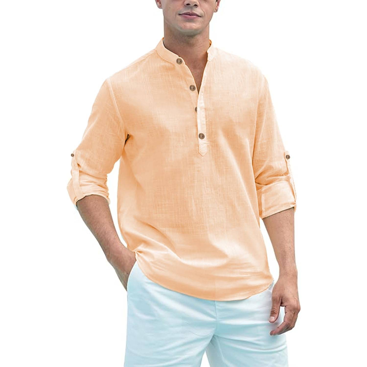     			CROWNTAIL Orange Cotton Men's Shirt Style Kurta ( Pack of 1 )