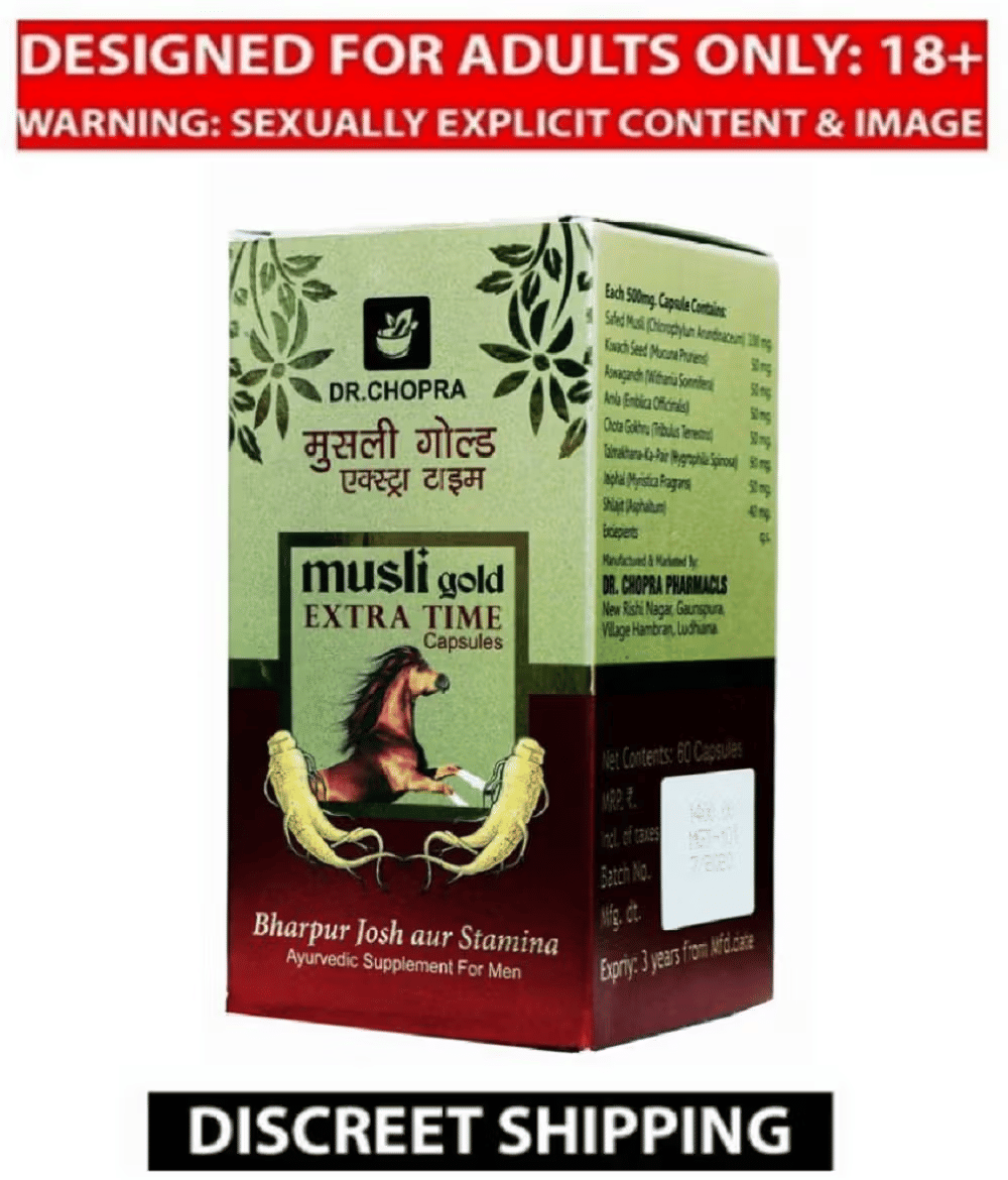 Dr Chopra Original Musli Gold Xtra Time Supplement. 60 no.s.( Increase Your Dick Size Naturally ) Dr Chopra Original Musli Gold Xtra Time Supplement. 60 no.s.( Increase Your Dick Size Naturally )
