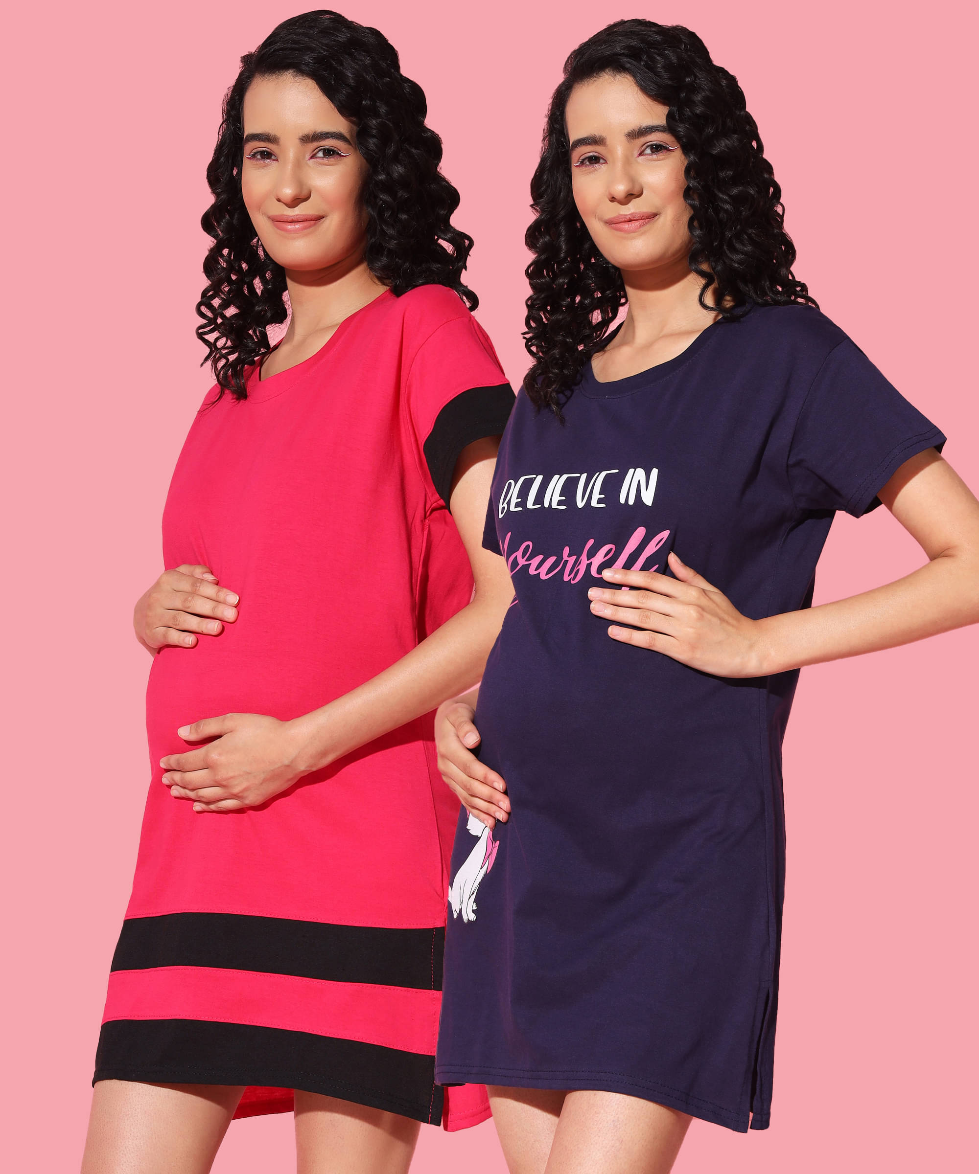     			GRAND MALBORK Multicolor Cotton Women's Maternity Dress ( Pack of 2 )