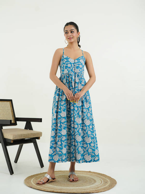 Goodhand Women Cotton Printed Fit & Flare Dress ( Multi Color ) Goodhand Women Cotton Printed Fit & Flare Dress ( Multi Color )