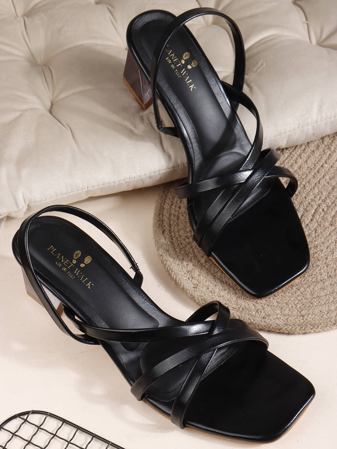     			PLANET WALK Black Women's Sandal Heels