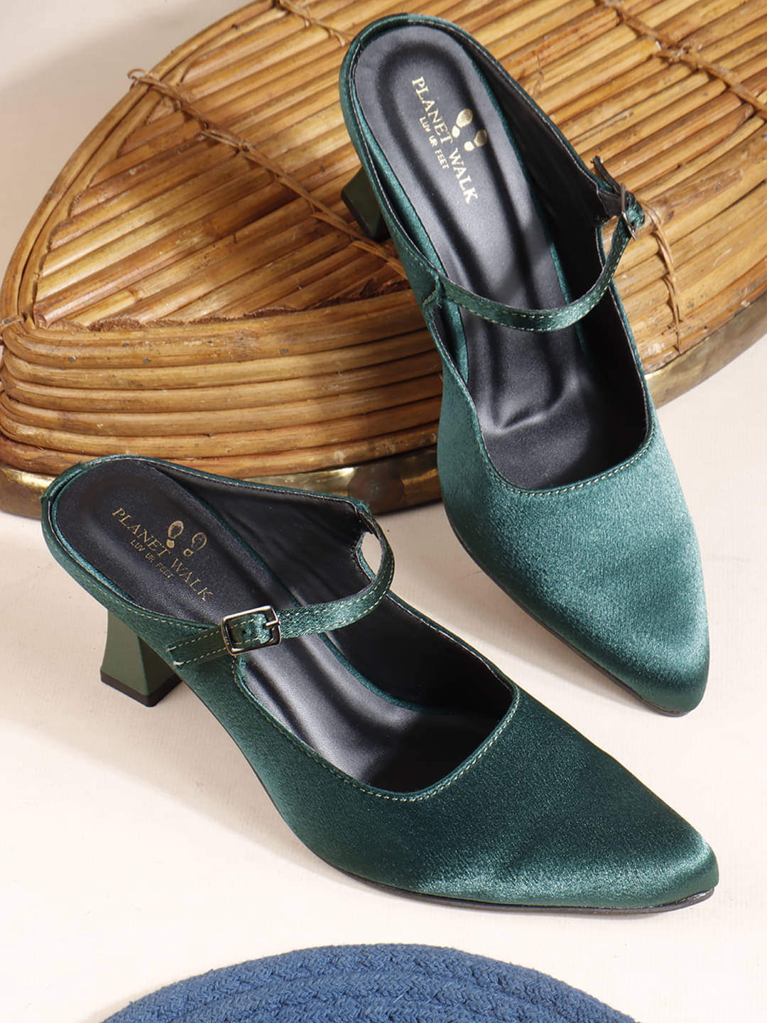 PLANET WALK Green Women's Sandal Heels PLANET WALK Green Women's Sandal Heels