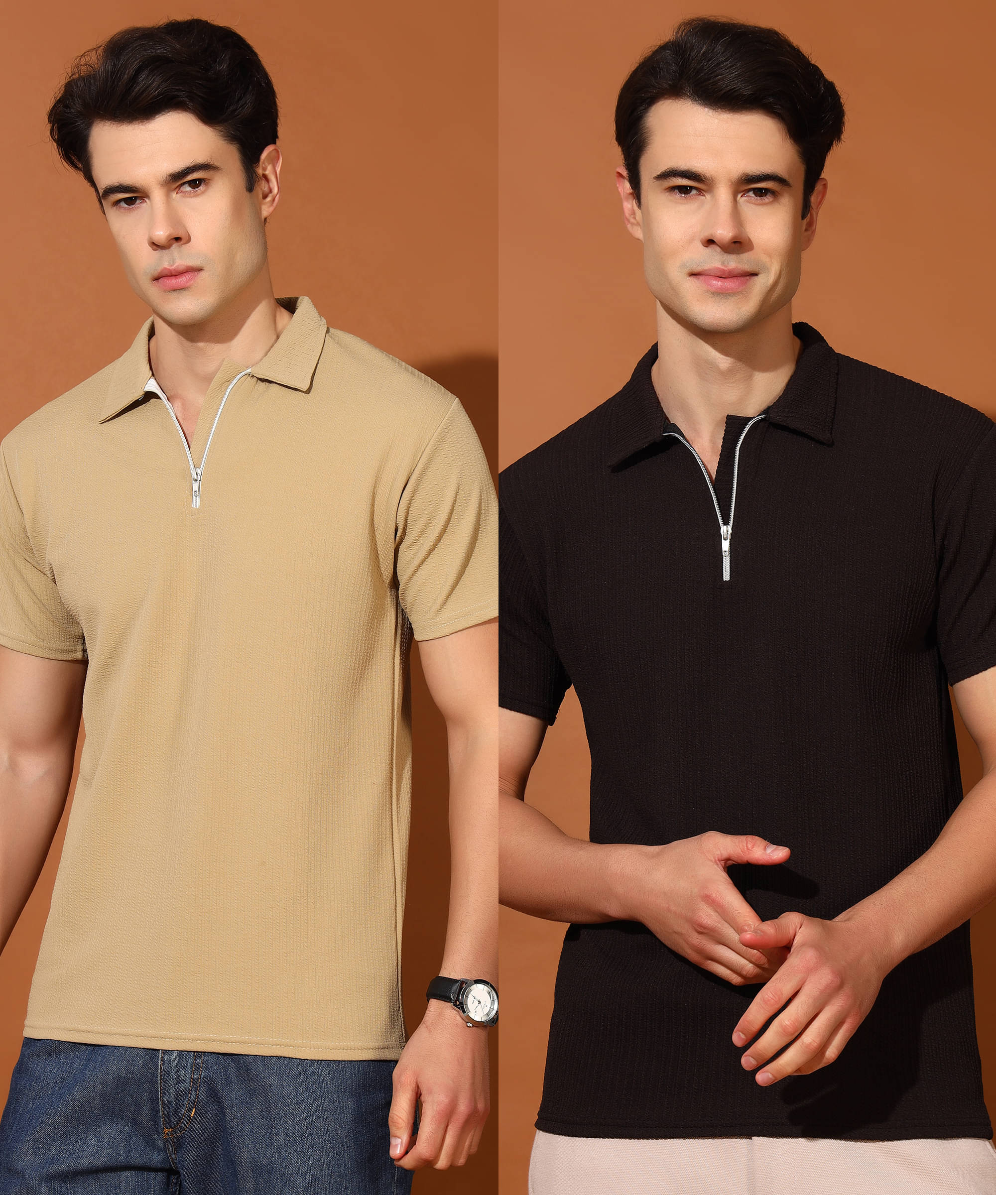 Quin Fletcher Men Polyester Regular Fit Solid Polo T Shirt ( Multicolor ) Quin Fletcher Men Polyester Regular Fit Solid Polo T Shirt ( Multicolor )