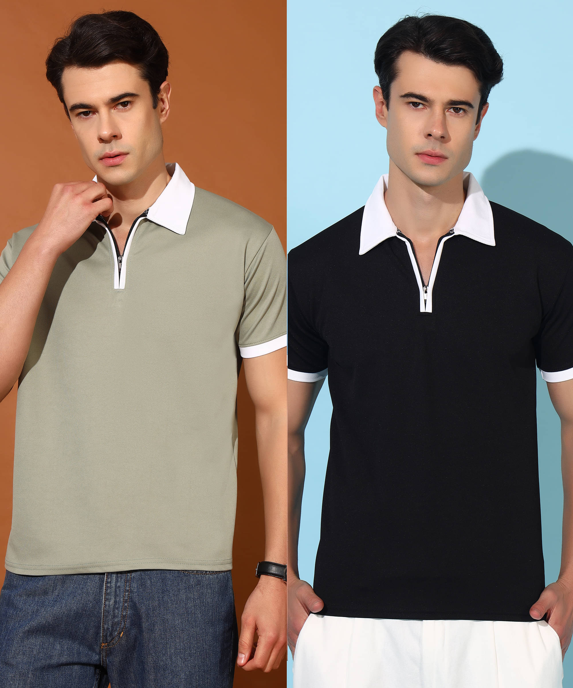 Quin Fletcher Men Polyester Regular Fit Solid Polo T Shirt ( Multicolor ) Quin Fletcher Men Polyester Regular Fit Solid Polo T Shirt ( Multicolor )