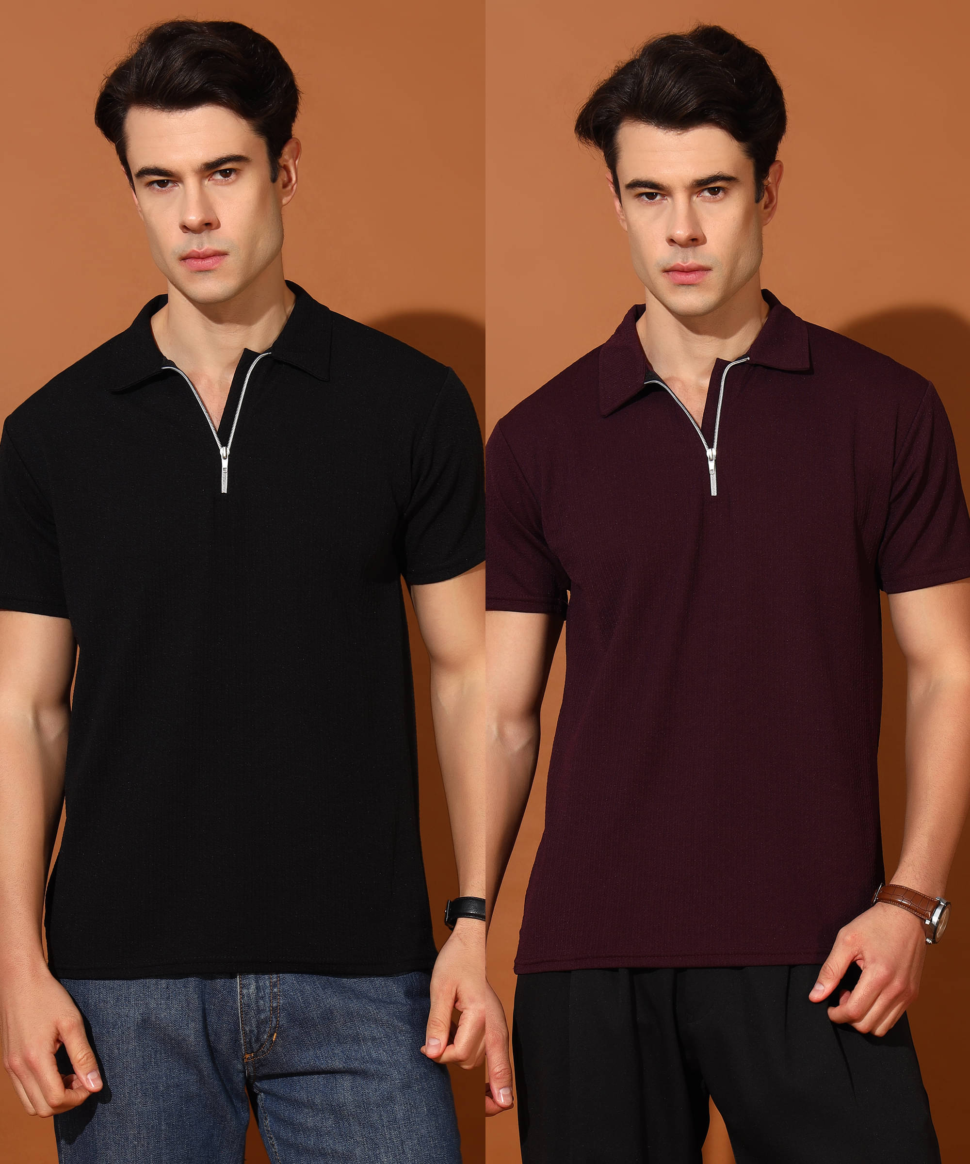 Quin Fletcher Men Polyester Regular Fit Solid Polo T Shirt ( Multicolor ) Quin Fletcher Men Polyester Regular Fit Solid Polo T Shirt ( Multicolor )
