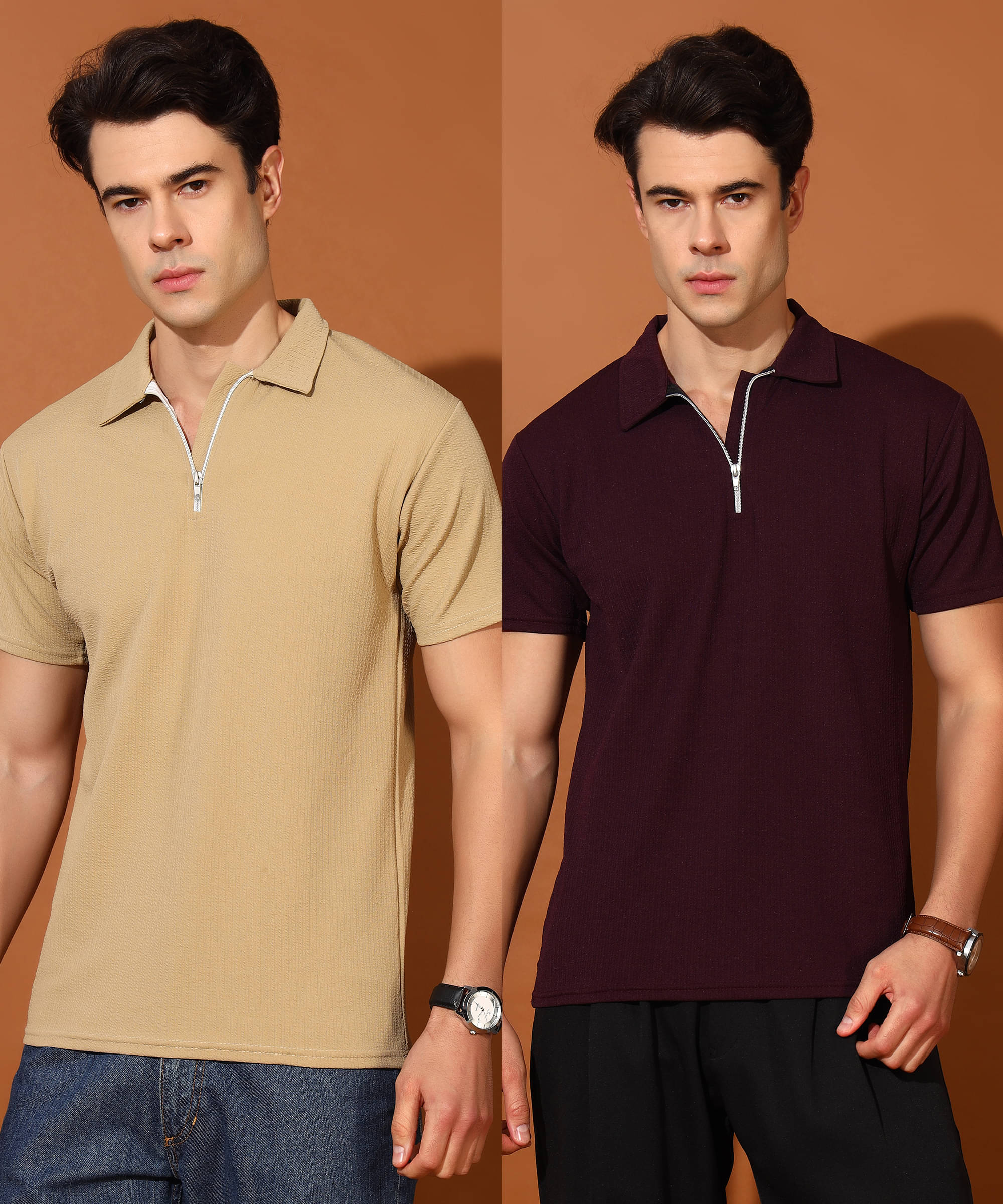 Quin Fletcher Men Polyester Regular Fit Solid Polo T Shirt ( Multicolor ) Quin Fletcher Men Polyester Regular Fit Solid Polo T Shirt ( Multicolor )