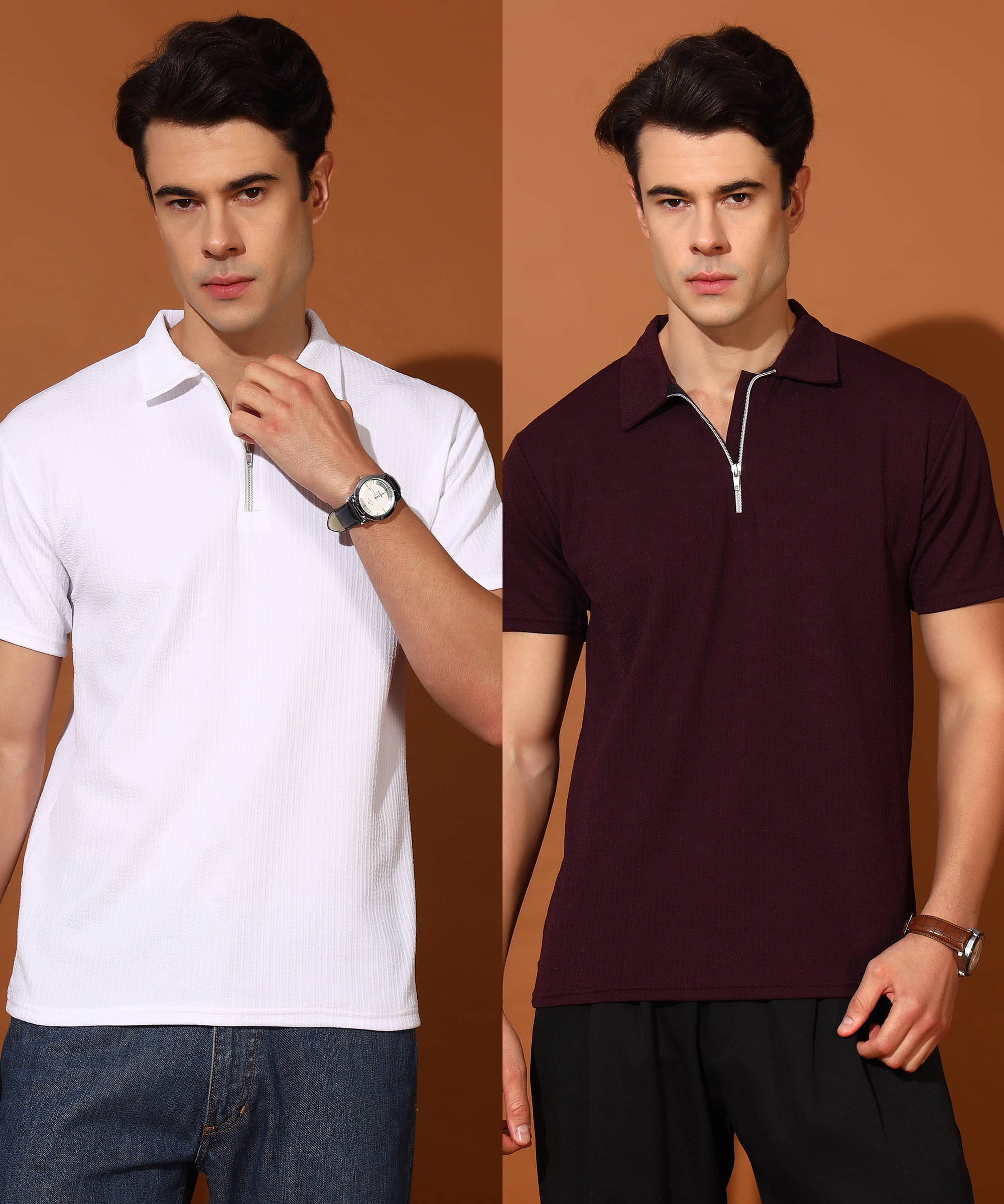 Quin Fletcher Men Polyester Regular Fit Solid Polo T Shirt ( Multicolor ) Quin Fletcher Men Polyester Regular Fit Solid Polo T Shirt ( Multicolor )