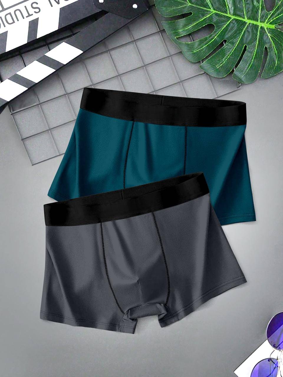 TEHSVA Pack of 2 Nylon Trunks For Men's ( Grey ) TEHSVA Pack of 2 Nylon Trunks For Men's ( Grey )