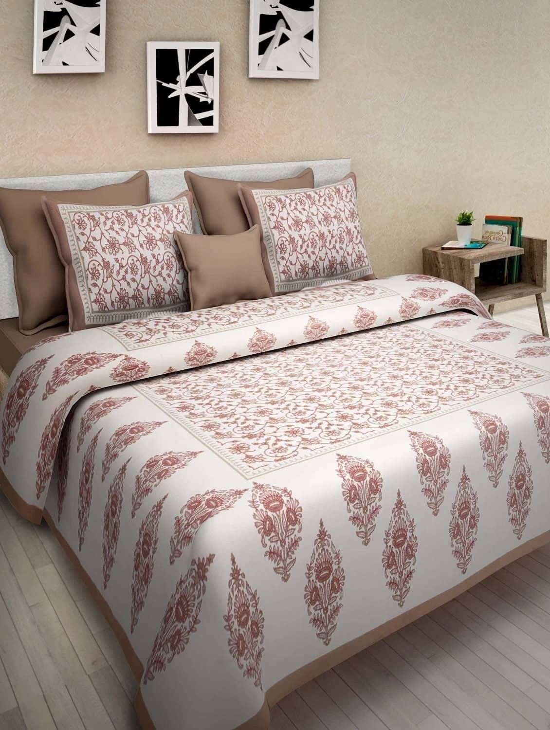 WAR TRADE Cotton 1 Double Bedsheet with 2 Pillow Covers ( Beige ) WAR TRADE Cotton 1 Double Bedsheet with 2 Pillow Covers ( Beige )